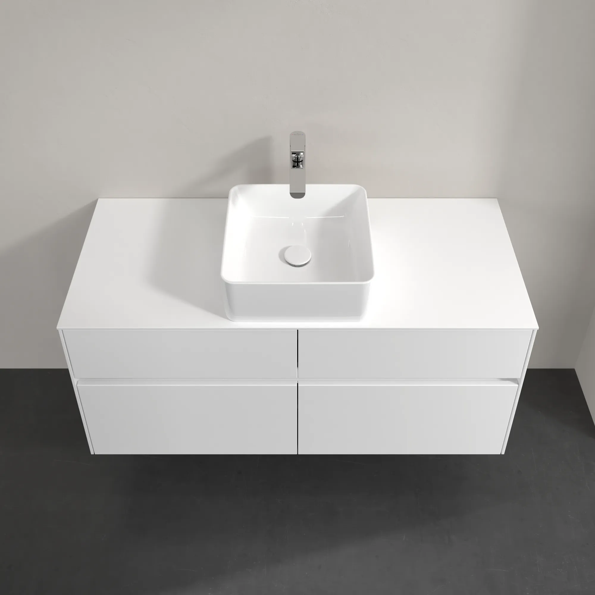 Villeroy & Boch Waschtischunterschrank „Collaro“ 1200 × 548 × 500 mm Weiß Matt, mit Beleuchtung, für Becken mittig