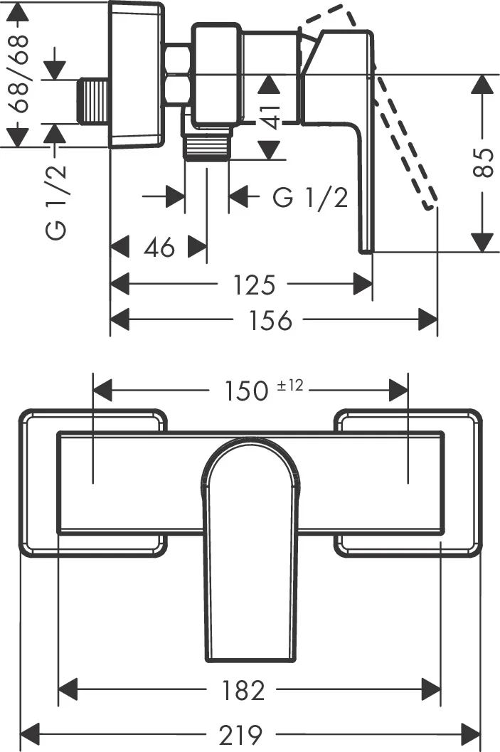 Hansgrohe Vernis Shape Einhebel-Brausemischer Aufputz Chrom, Keramikmischsystem, einstellbare Temperaturbegrenzung, Rückflussverhinderer, Schalldämpfer, für Durchlauferhitzer geeignet