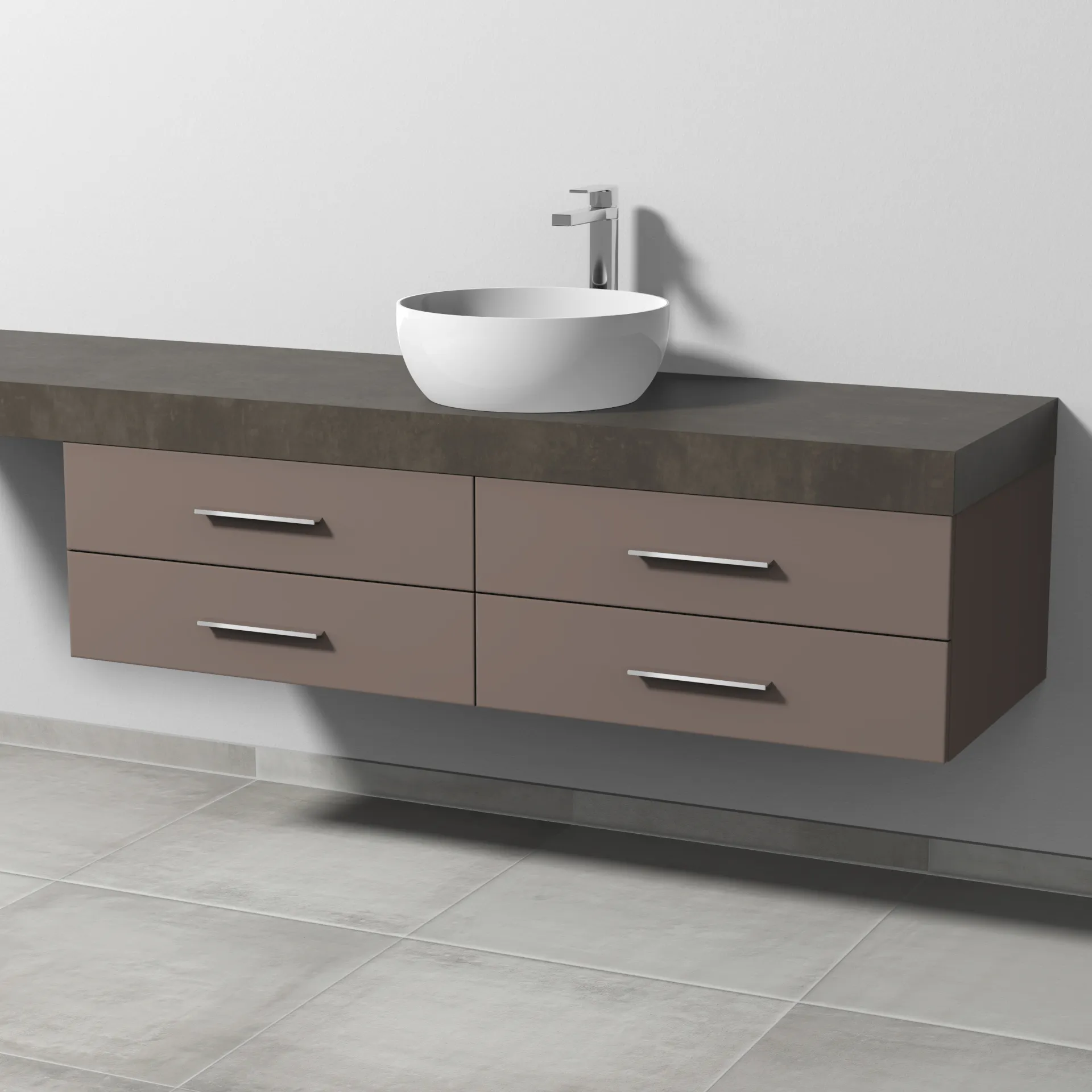 Sanipa Waschtischunterschrank „2morrow“ 1400 × 340 × 520 mm in Taupe (matt)