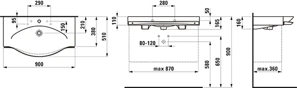 Waschtisch mit Handtuchhalter PALACE 510x900x165 1 Hahnloch mit Überlauf weiß Waschtisch mit Handtuchhalter PALACE 510x900x165 1 Hahnloch mit Überlauf weiß