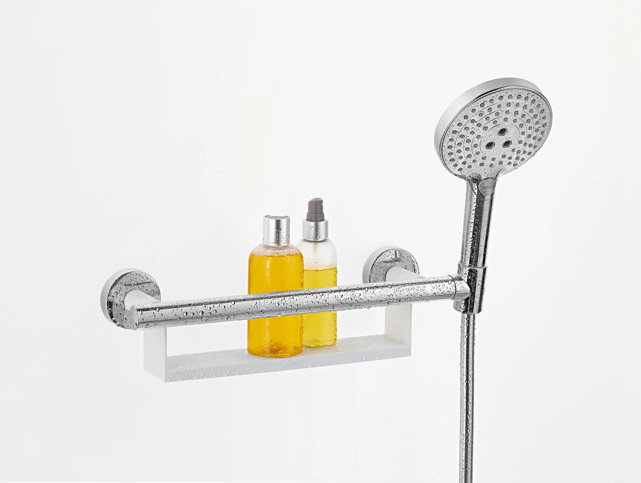Hansgrohe Unica Haltegriff Comfort mit Ablage und Brausehalter, Weiß/Chrom