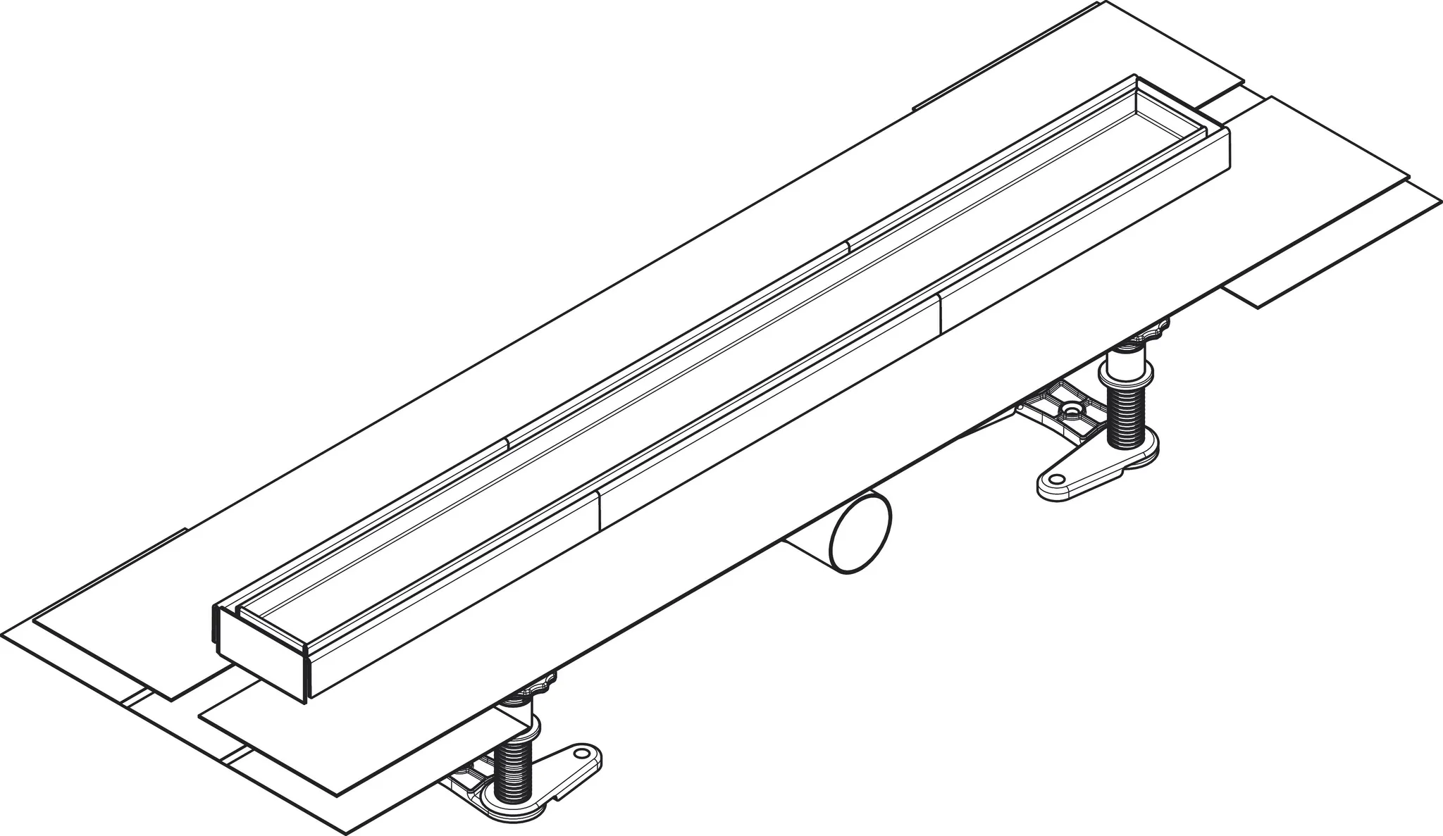 RainDrain Compact Komplettset Duschrinne 600 befliesbar für flache Installation k.a.