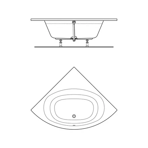 Badundu Badewanne eck viertelkreis 1400 × 1970 mm, Mittelablauf Badundu Badewanne eck viertelkreis 1400 × 1970 mm, Mittelablauf