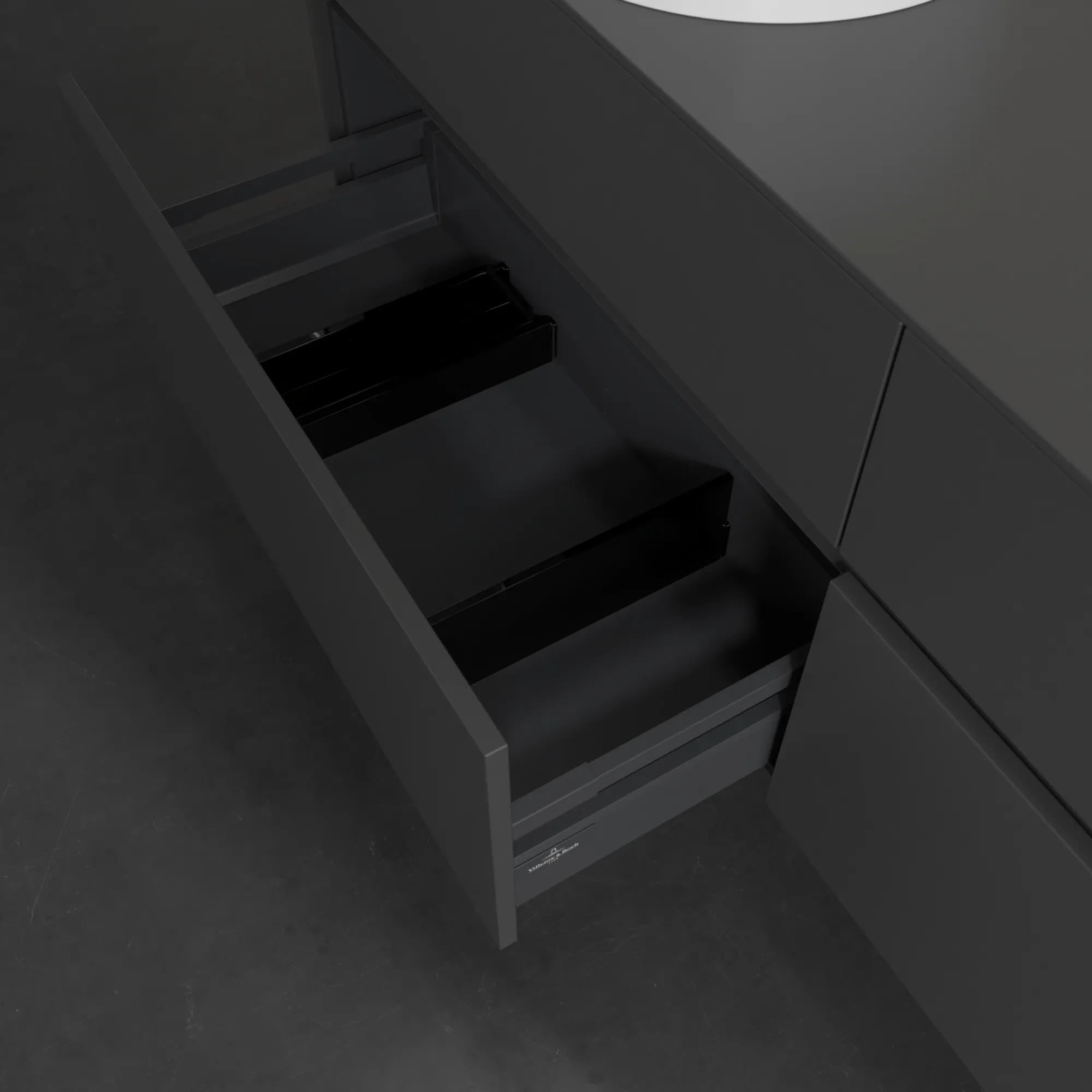 Villeroy & Boch Waschtischunterschrank „Collaro“ 1600 × 548 × 500 mm Graphite, mit Beleuchtung, für Becken links