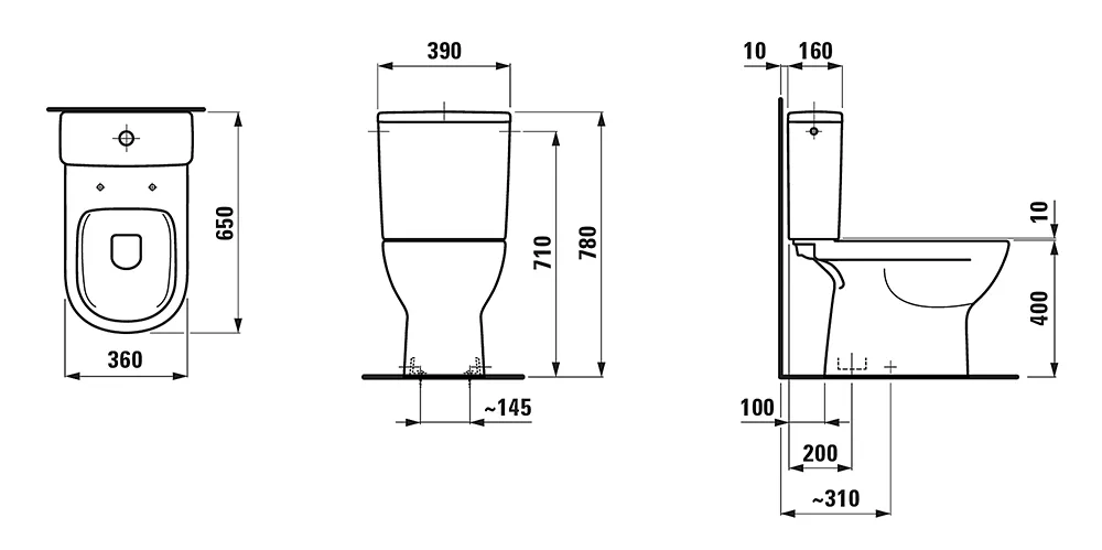 Laufen Tiefspül-WCKombi LUA 670x360x400, spülrandlos, Abg. senkrecht, Weiß Laufen Tiefspül-WCKombi LUA 670x360x400, spülrandlos, Abg. senkrecht, Weiß