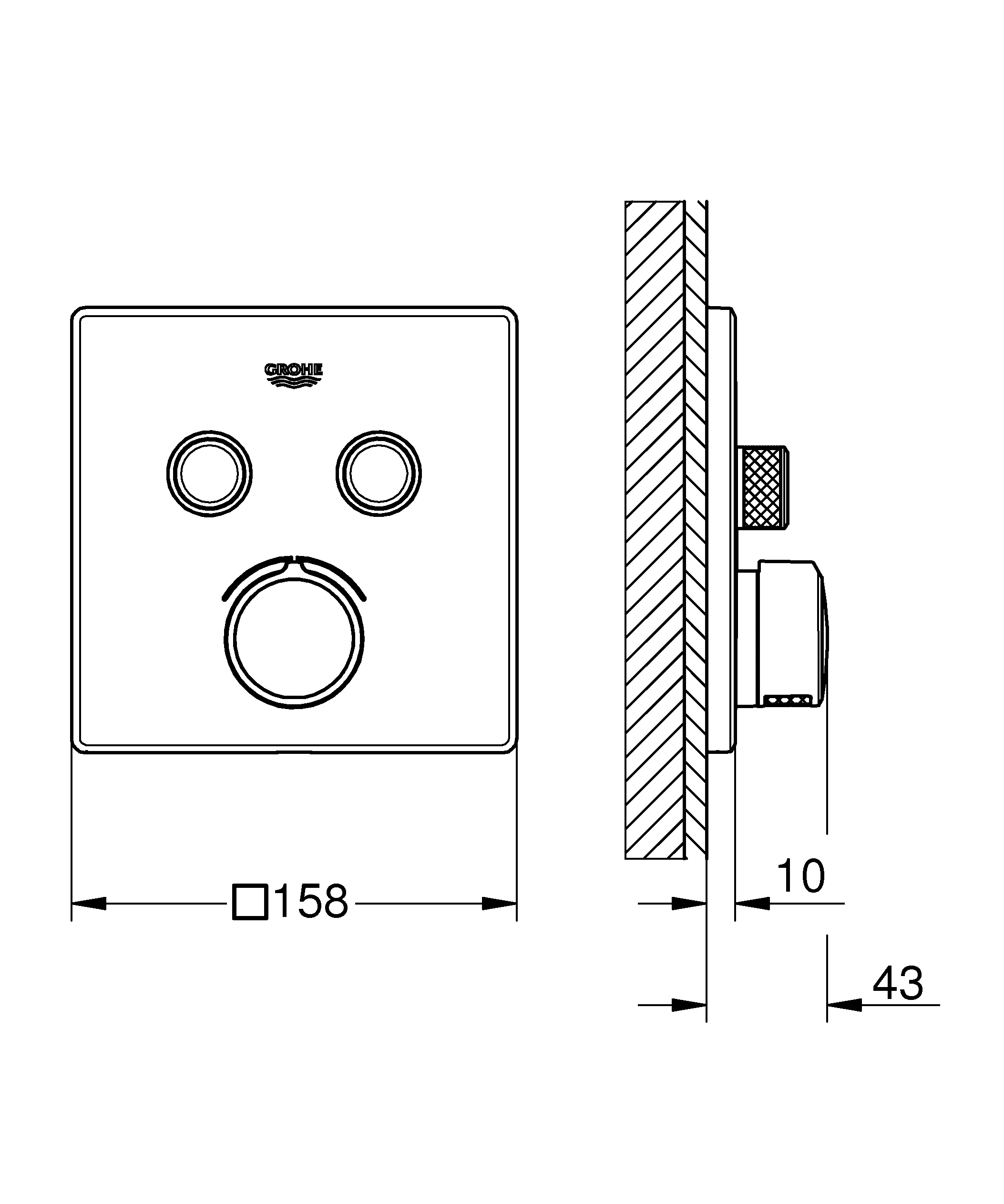 Unterputzmischer SmartControl mit 2 Absperrventilen 29148, Fertigmontageset für Rapido SmartBox, Wandrosette eckig, chrom