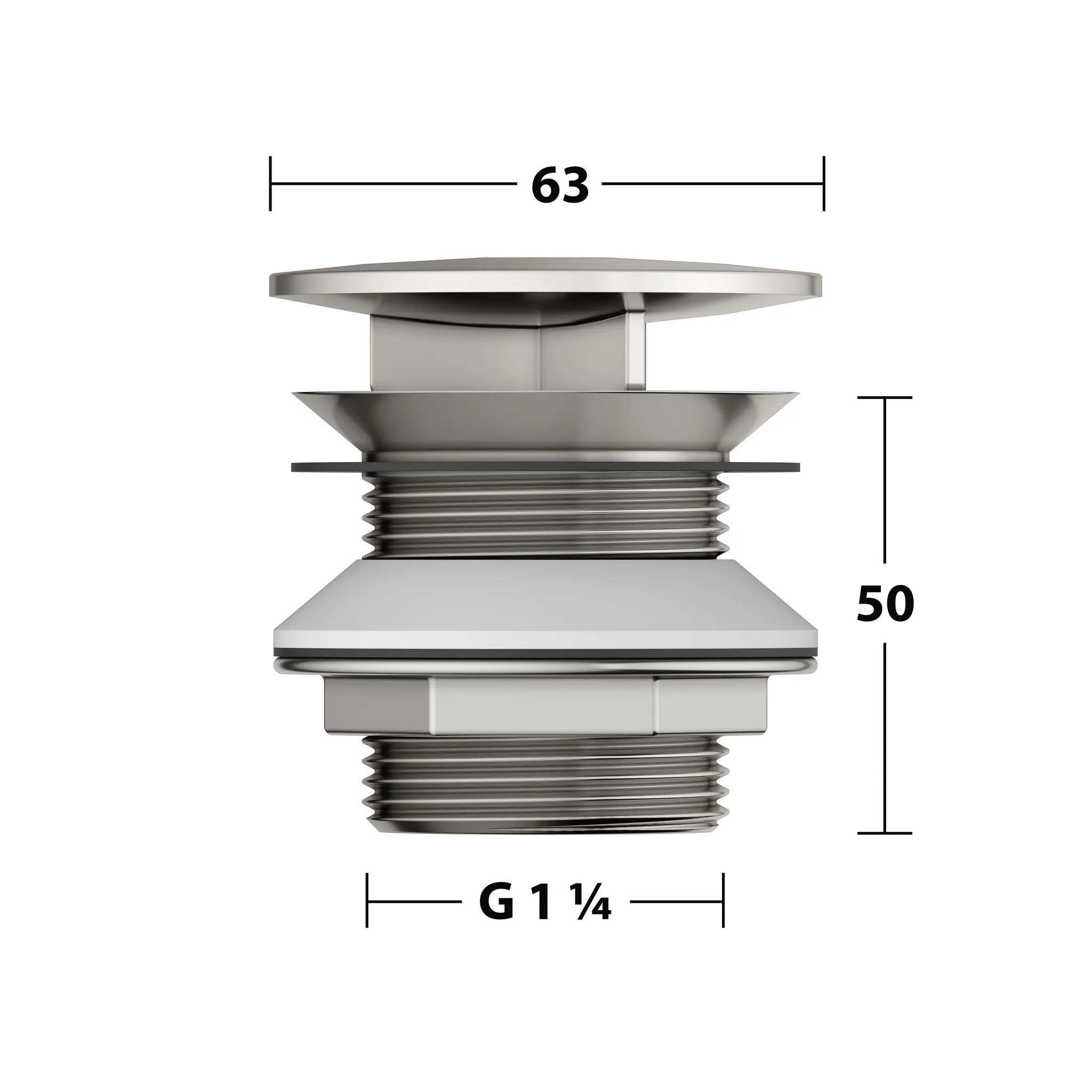 Armaturenzubehör 59904050000 Schaftventil G 1 1/4 mit Haube Nickel gebürstet