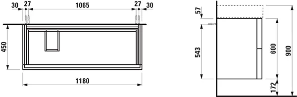 Laufen Waschtischunterbau „Kartell“ 450 × 600 × 1180 mm Kieselgrau