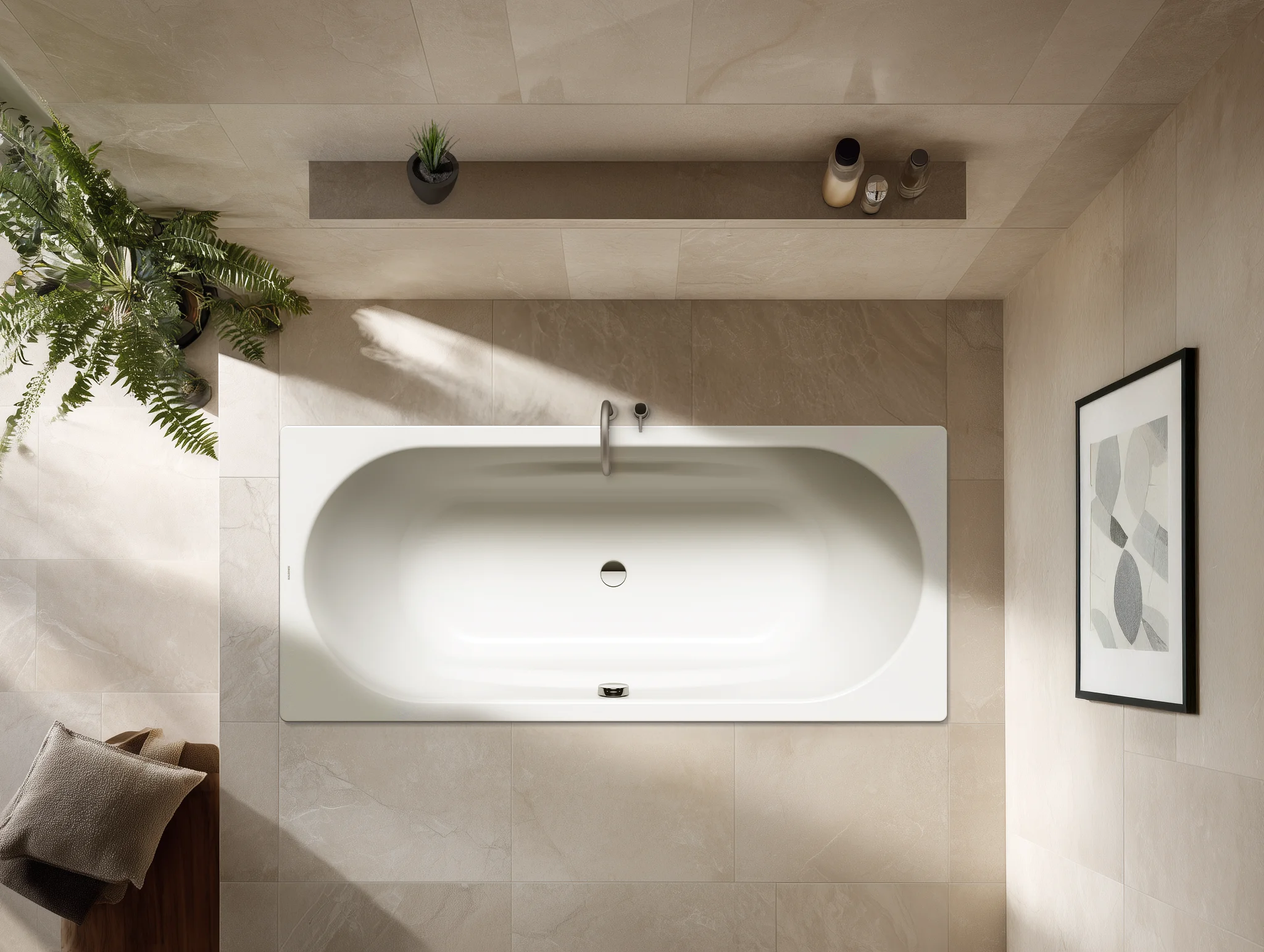 Kaldewei VAIO DUO Badewanne, rechteckig, 1800 x 800 mm, bahamabeige, mit Griffloch, Vollantislip