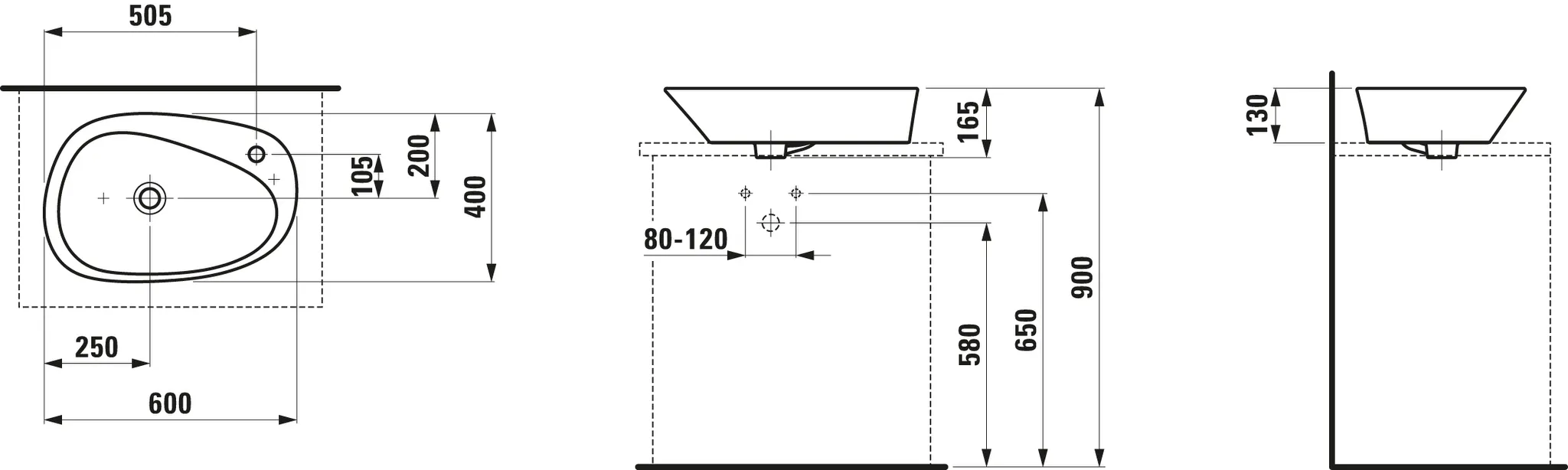 Waschtisch-Schale PALOMBA 400x600x130 1 Hahnloch rechts mit Überlauf weiß Waschtisch-Schale PALOMBA 400x600x130 1 Hahnloch rechts mit Überlauf weiß