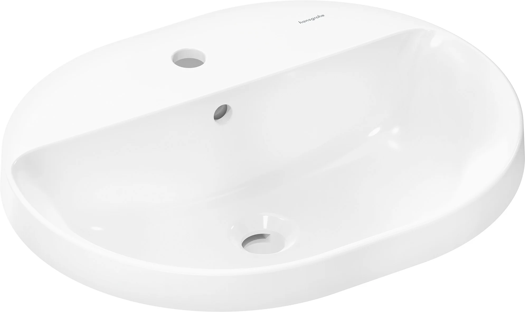 Hansgrohe Einbauwaschtisch Xuniva U, weiß, 550x450 mm, glänzend, mit Hahnloch und Überlauf, CL25