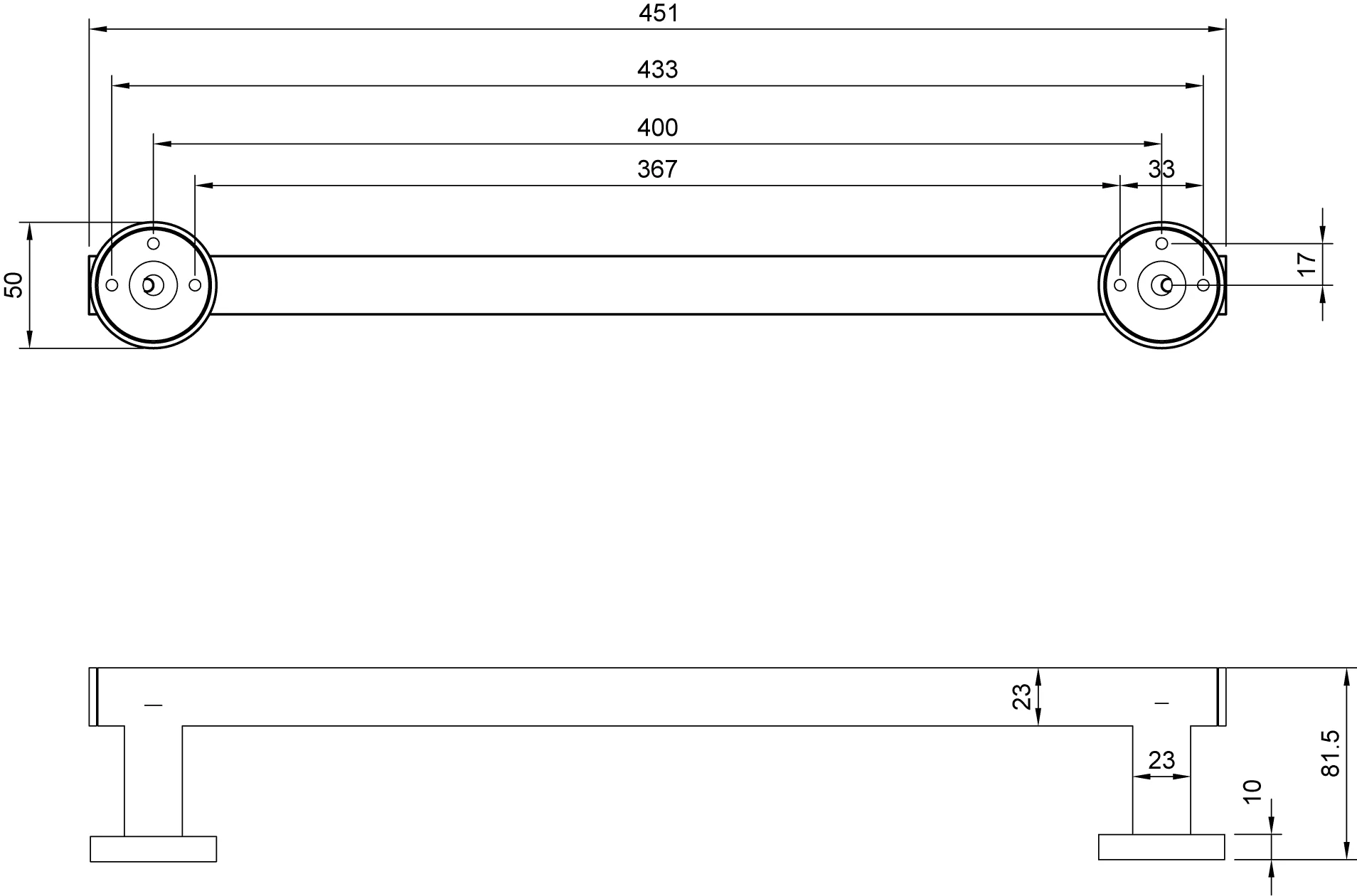 Villeroy & Boch Elements - Tender Haltegriff TVA151010000 Chrom