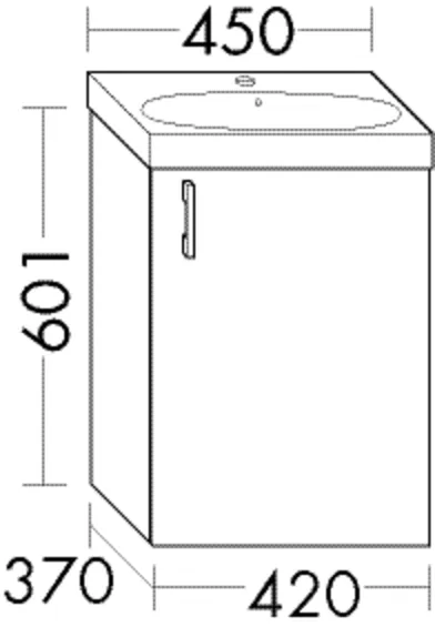 Waschtischunterschrank Sys30 PG1 Aqua von burgbad – 420 mm breit, 370 mm tief, 601 mm hoch, 1 Tür