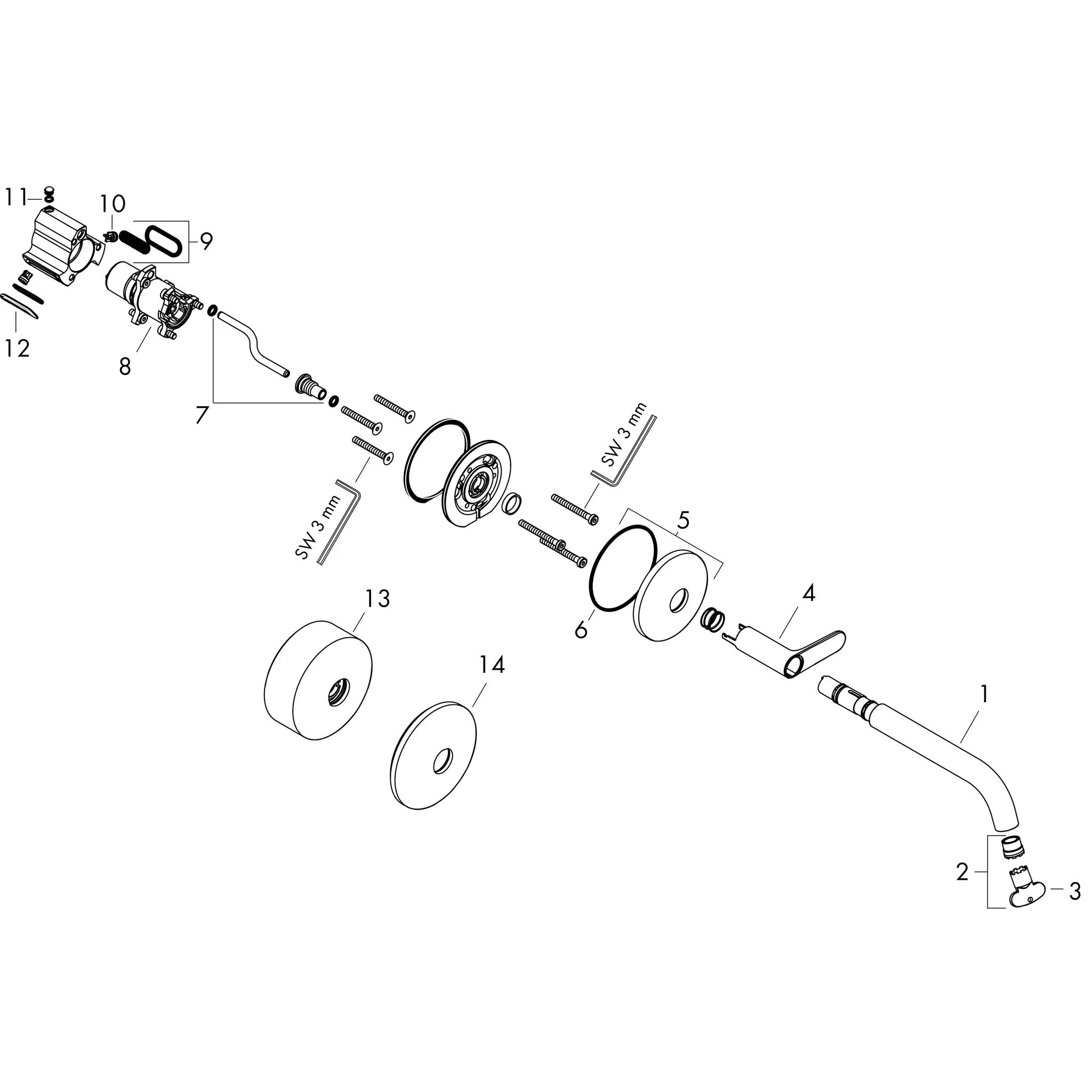 Hansgrohe AXOR One Waschtischmischer Unterputz für Wandmontage Select mit Auslauf 220 mm, Chrom Hansgrohe AXOR One Waschtischmischer Unterputz für Wandmontage Select mit Auslauf 220 mm, Chrom