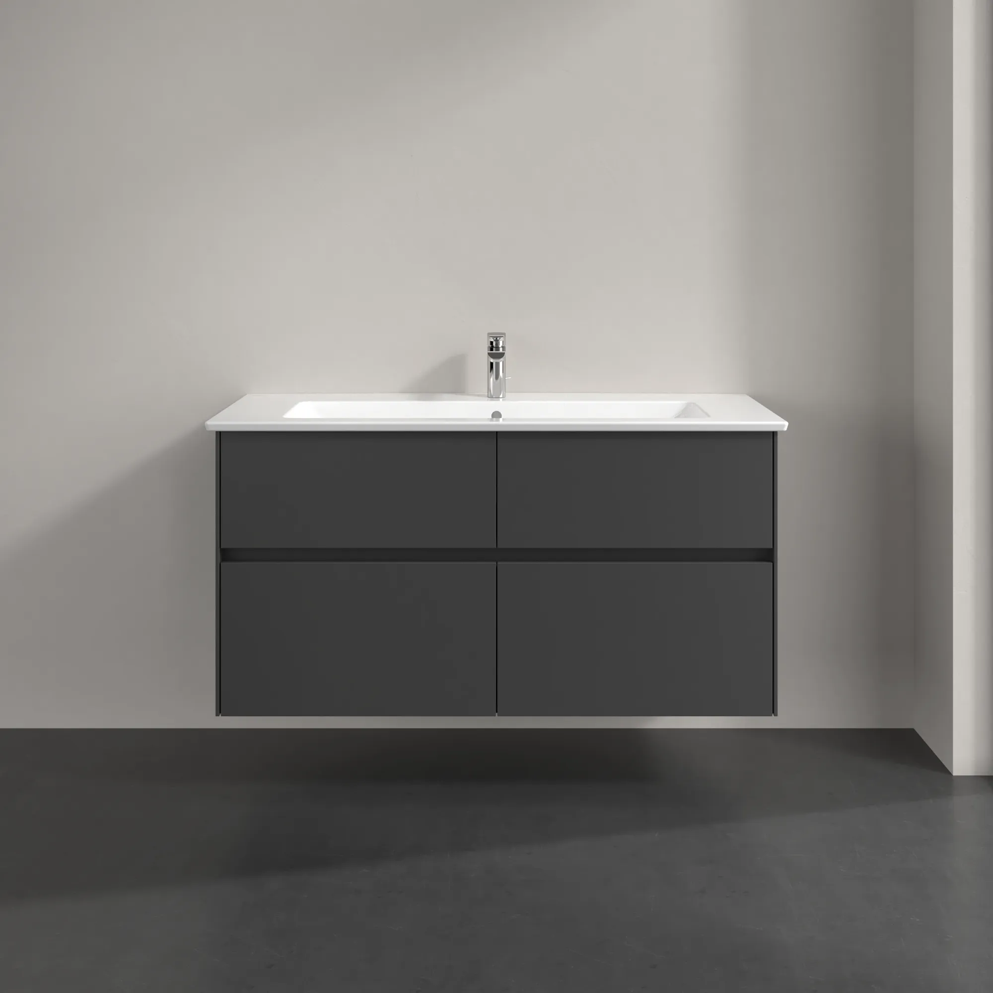 Villeroy & Boch Waschtischunterschrank „Collaro“ 1161 × 610 × 480 mm Graphite, mit Beleuchtung, für Becken mittig Villeroy & Boch Waschtischunterschrank „Collaro“ 1161 × 610 × 480 mm Graphite, mit Beleuchtung, für Becken mittig