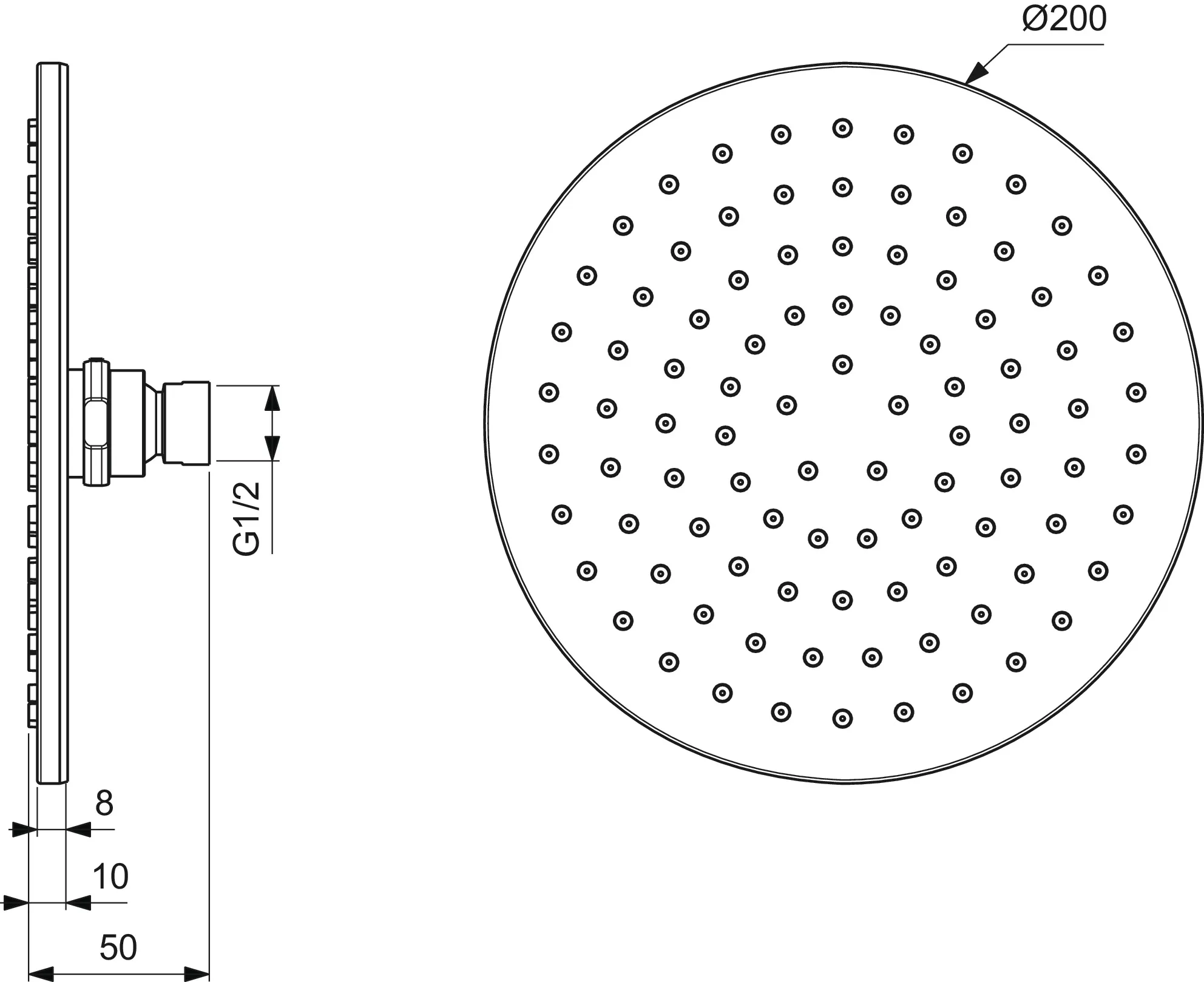 Kopfbrause M1 Idealrain Durchmesser 200mm Chrom Kopfbrause M1 Idealrain Durchmesser 200mm Chrom