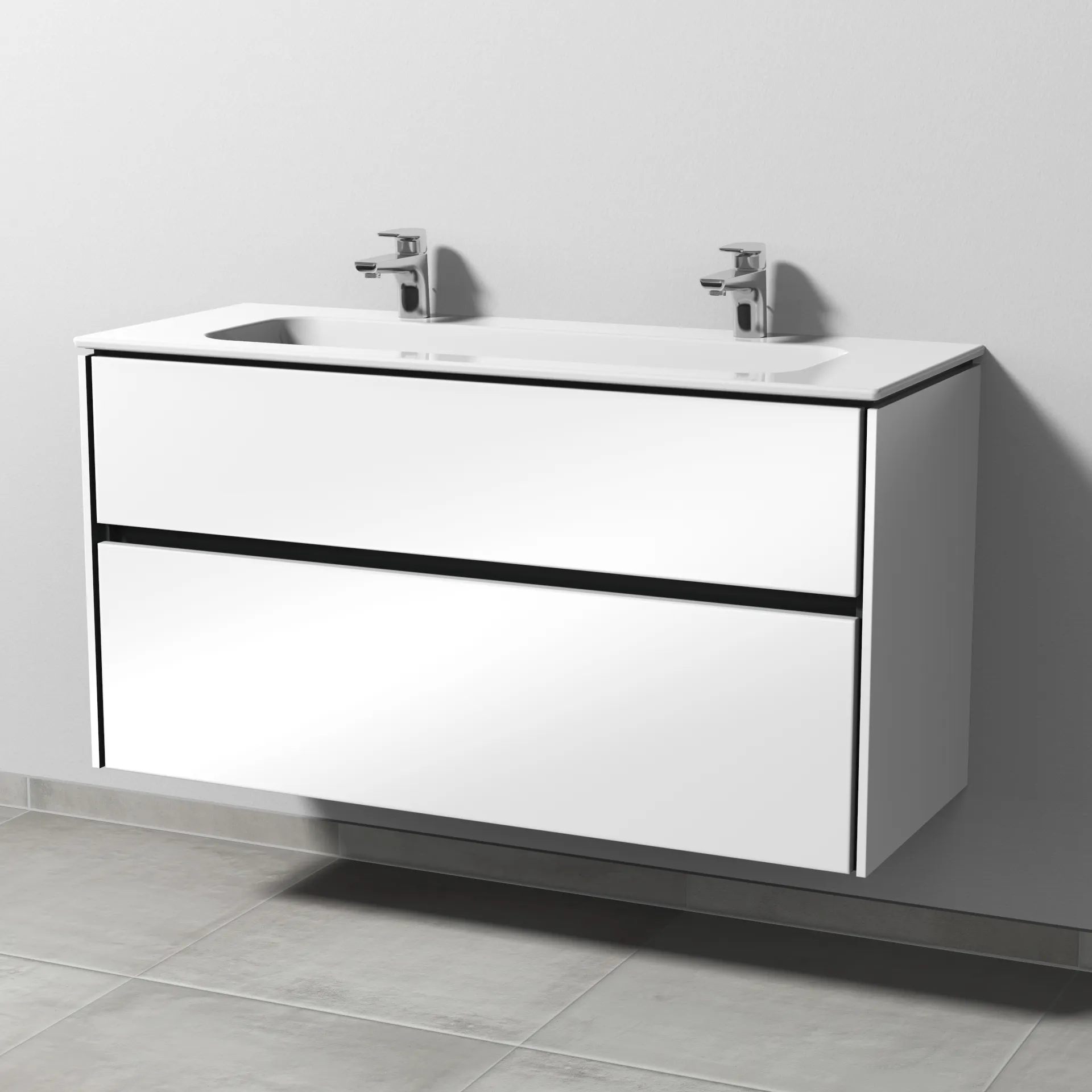 Keramik-Waschtisch-Set mit Waschtischunterschrank „Twiga“ 119 × 46 × 61 cm in Weiß (glanz), ohne Beleuchtung, mit Hahnlochbohrung Keramik-Waschtisch-Set mit Waschtischunterschrank „Twiga“ 119 × 46 × 61 cm in Weiß (glanz), ohne Beleuchtung, mit Hahnlochbohrung