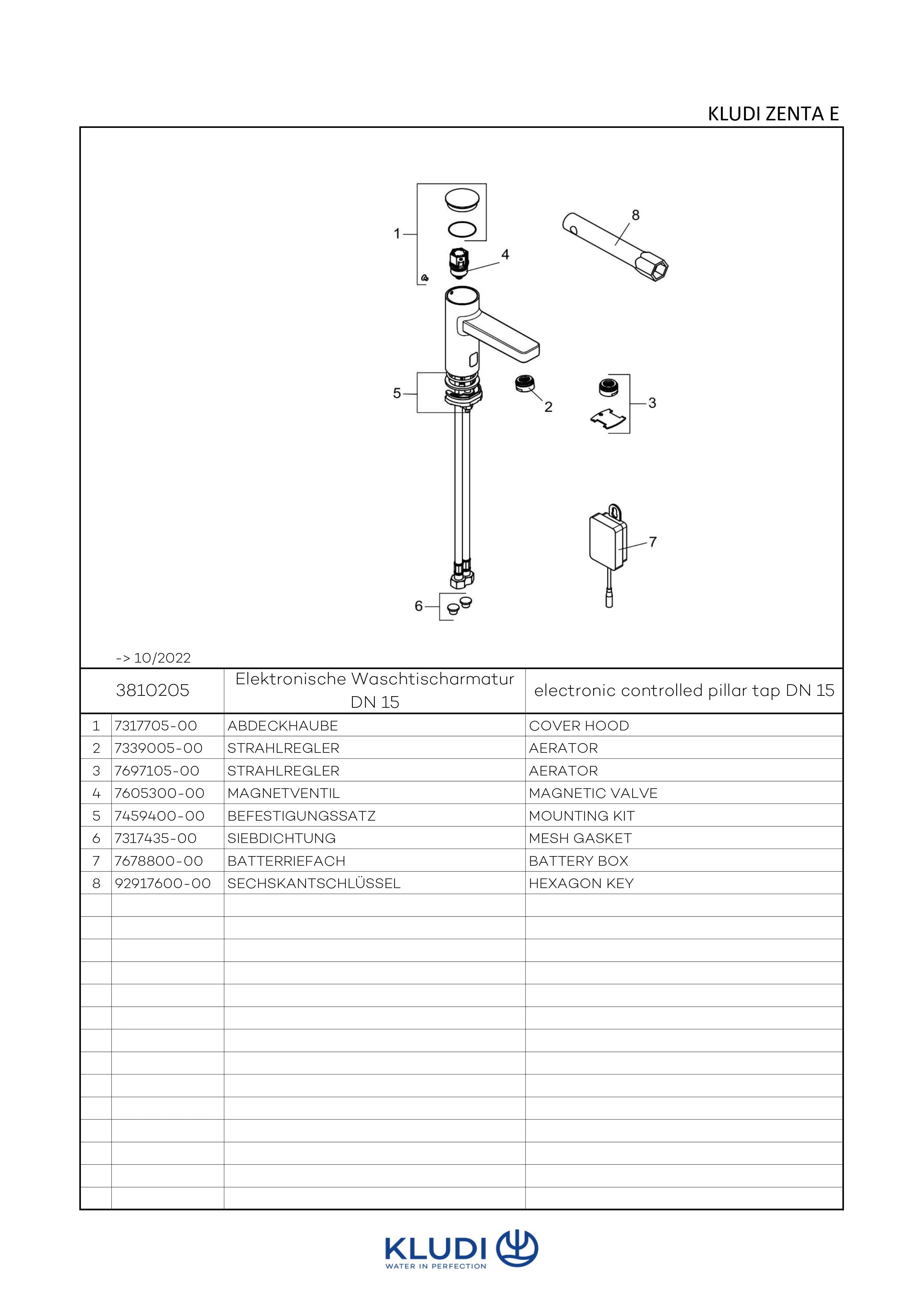 Kludi ZENTA SL Elektr. Waschtischarmatur chrom Kludi ZENTA SL Elektr. Waschtischarmatur chrom