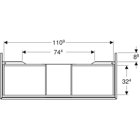 Geberit ONE Unterschrank für Waschtisch, weiß hochglänzend, 1 Schublade, 118,4 x 26,6 x 47 cm, Push-to-open-Mechanismus, Selbsteinzug Geberit ONE Unterschrank für Waschtisch, weiß hochglänzend, 1 Schublade, 118,4 x 26,6 x 47 cm, Push-to-open-Mechanismus, Selbsteinzug