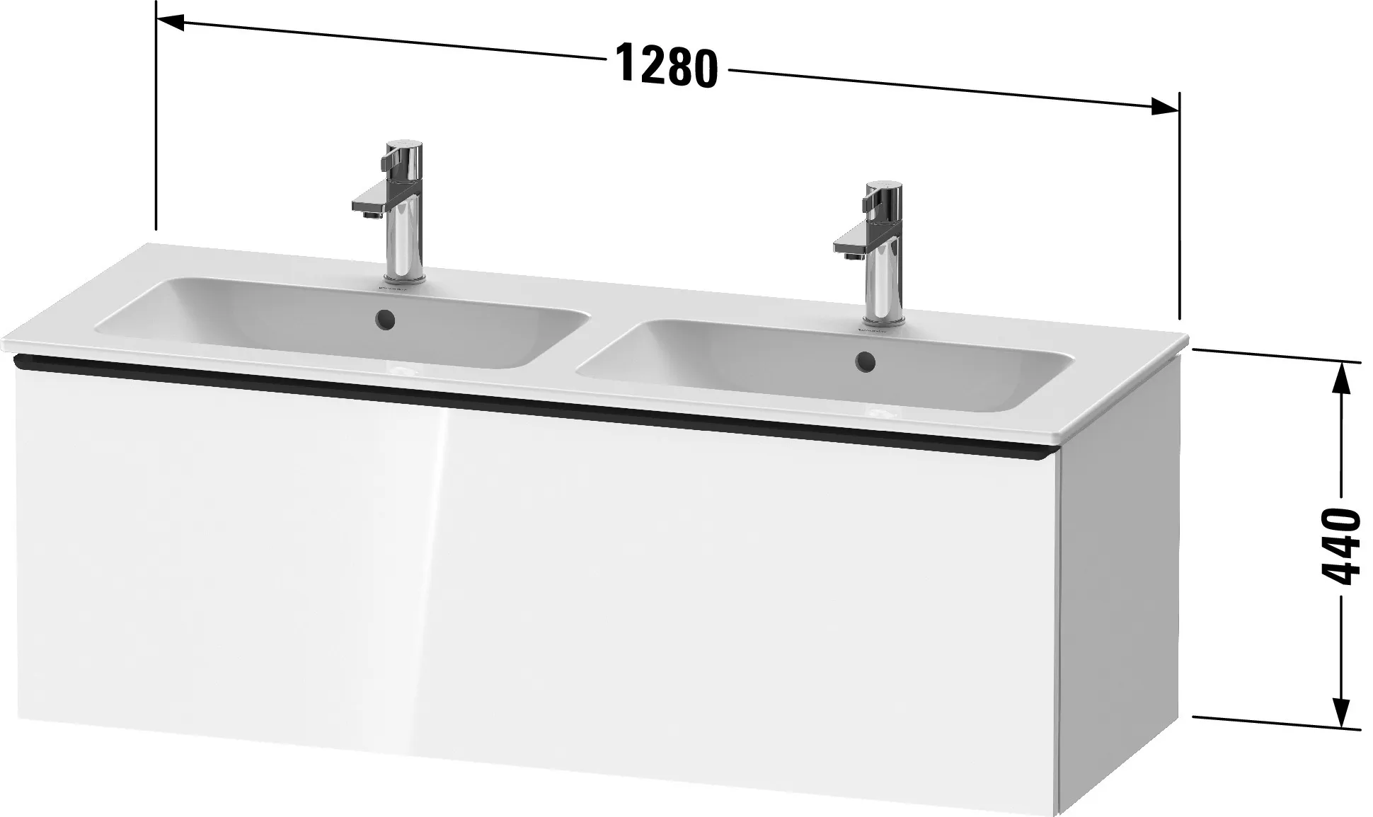 Duravit Waschtischunterschrank wandhängend „D-Neo“ 128 × 44 × 46,2 cm in Weiß Hochglanz Duravit Waschtischunterschrank wandhängend „D-Neo“ 128 × 44 × 46,2 cm in Weiß Hochglanz