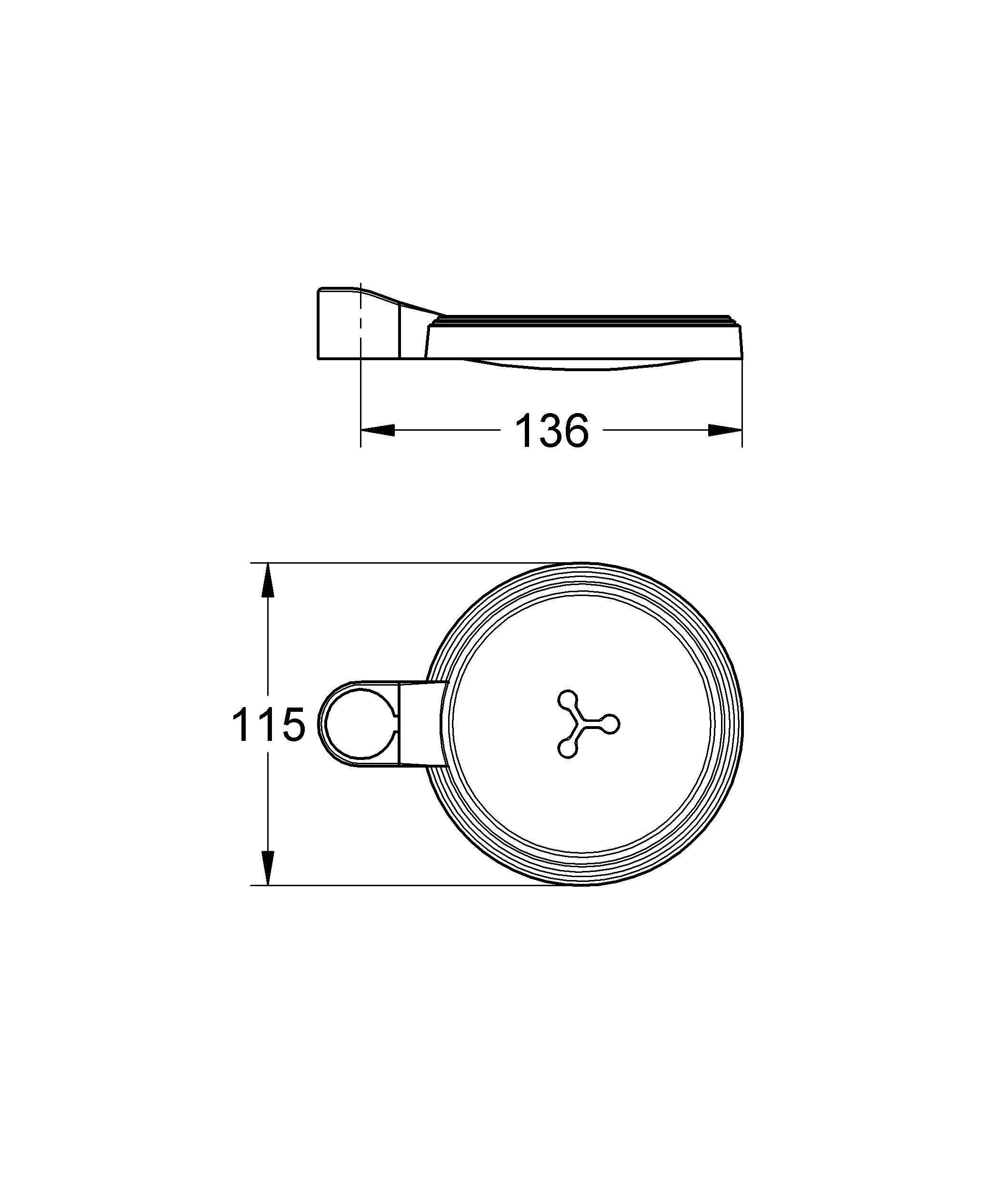 Seifenschale 27206, für Brausestangen Ø 22 und 25 mm, matt transparent