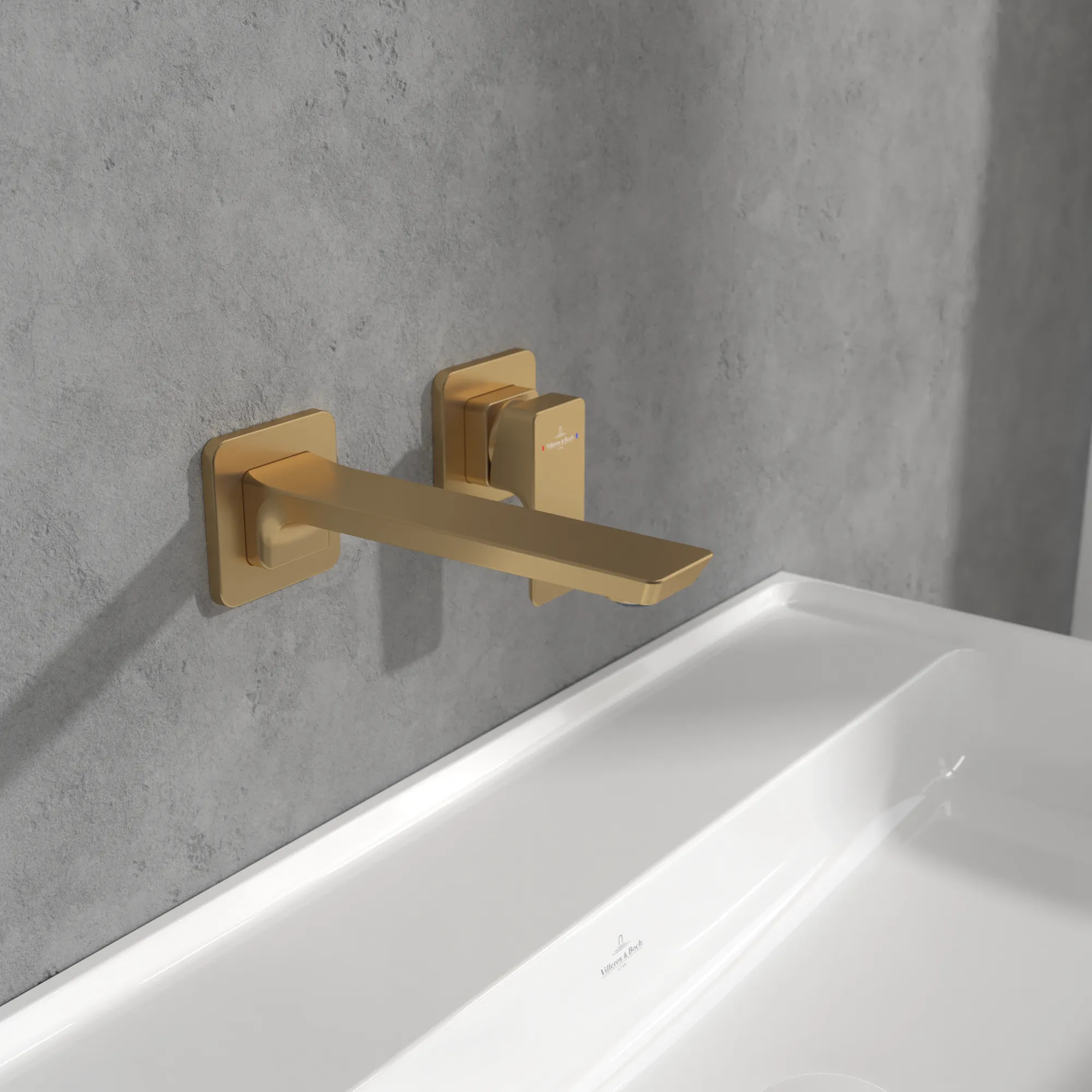 Villeroy & Boch Einhebel-Waschtischarmatur Subway 3.0, eckig, Brushed Gold, 115 mm Höhe, 225 x 215 mm, mit AirPlus und AquaSmart Technologie