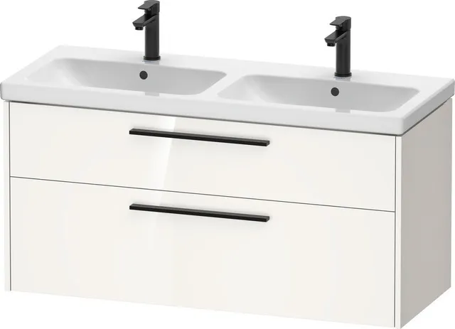 Duravit Waschtischunterschrank für Doppelwaschtisch Wandhängend „D-Code“ 118,4 × 55,5 × 46 cm in Weiß Hochglanz