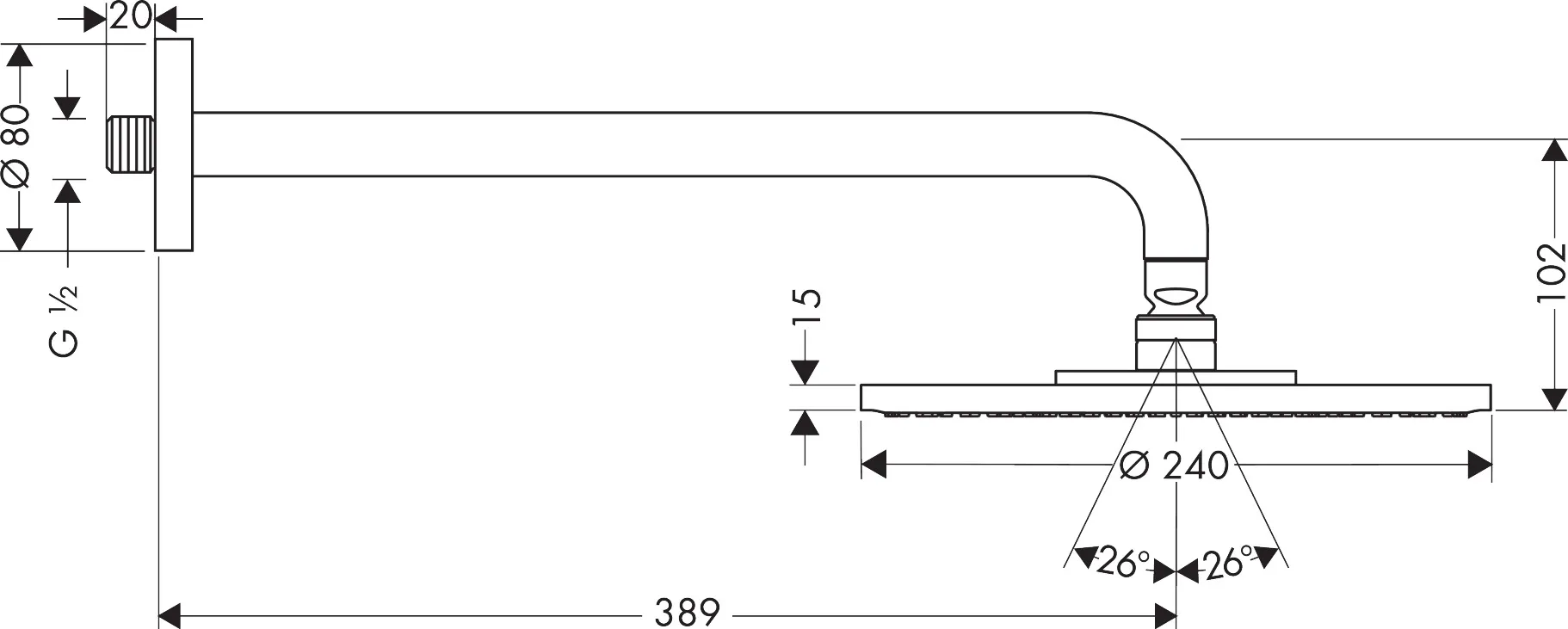 Tellerkopfbrause Raindance Air 240mm mit Brausearm chrom Tellerkopfbrause Raindance Air 240mm mit Brausearm chrom