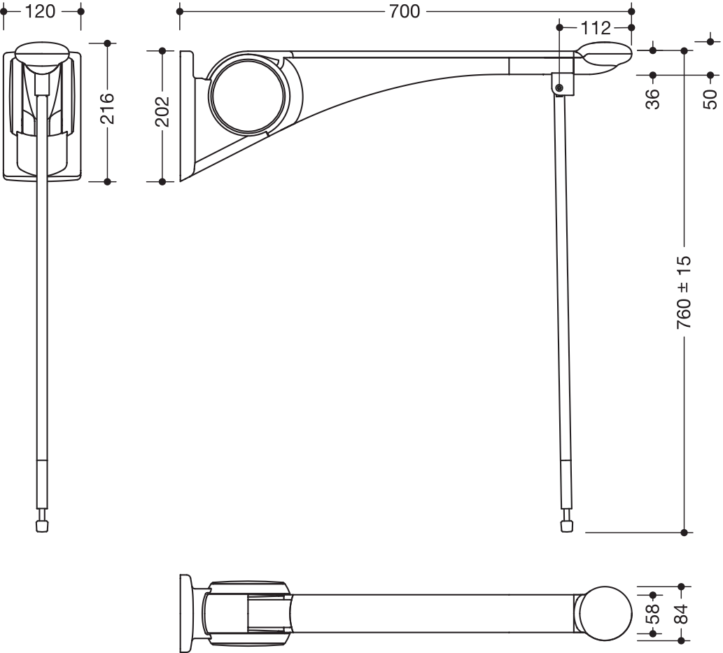 HEWI Stützklappgriff „Serie 802 LifeSystem“