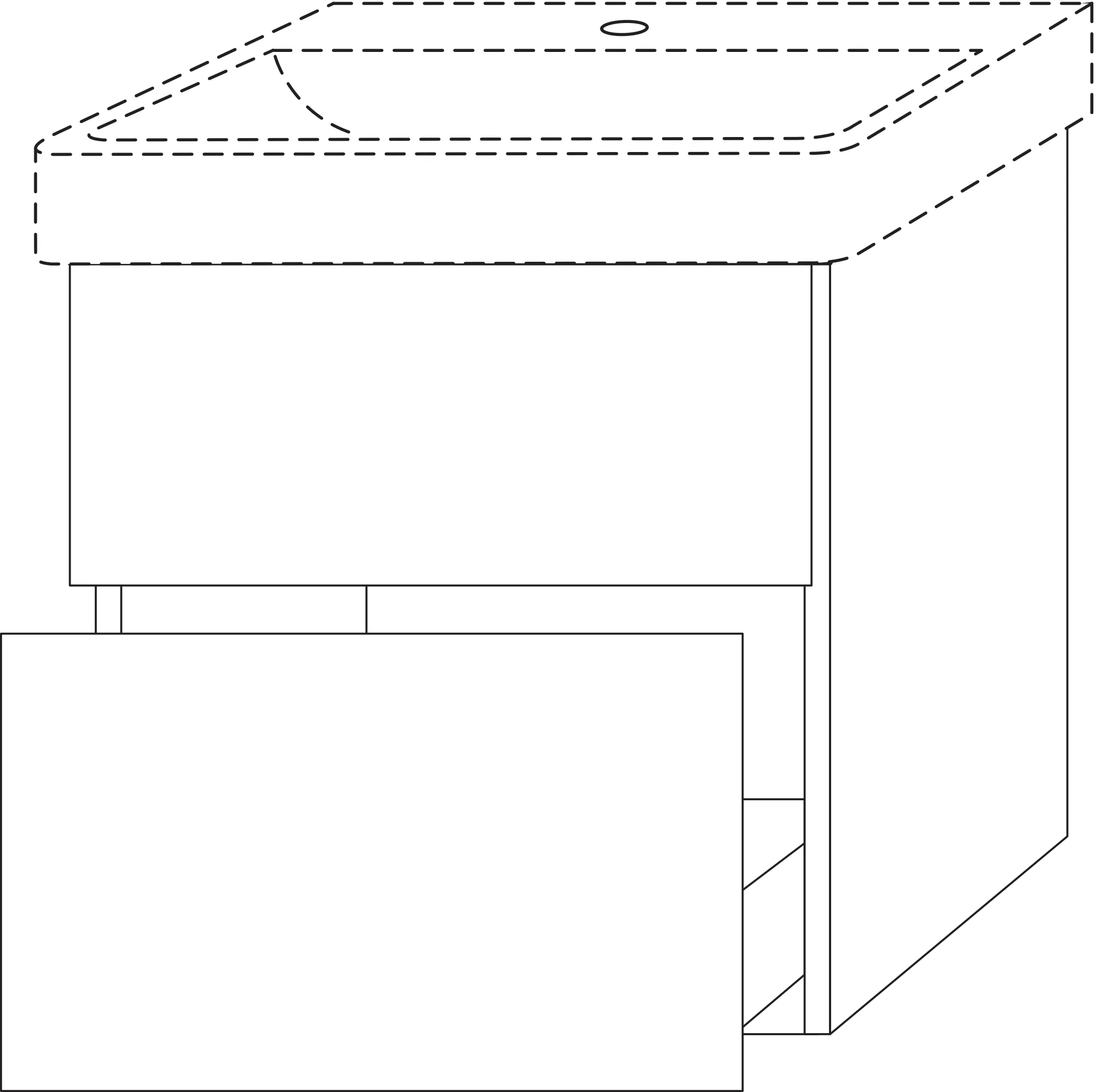 Waschtischunterbau mit Auszügen 3way (BS834) 588x550x447 Schwarz-Matt