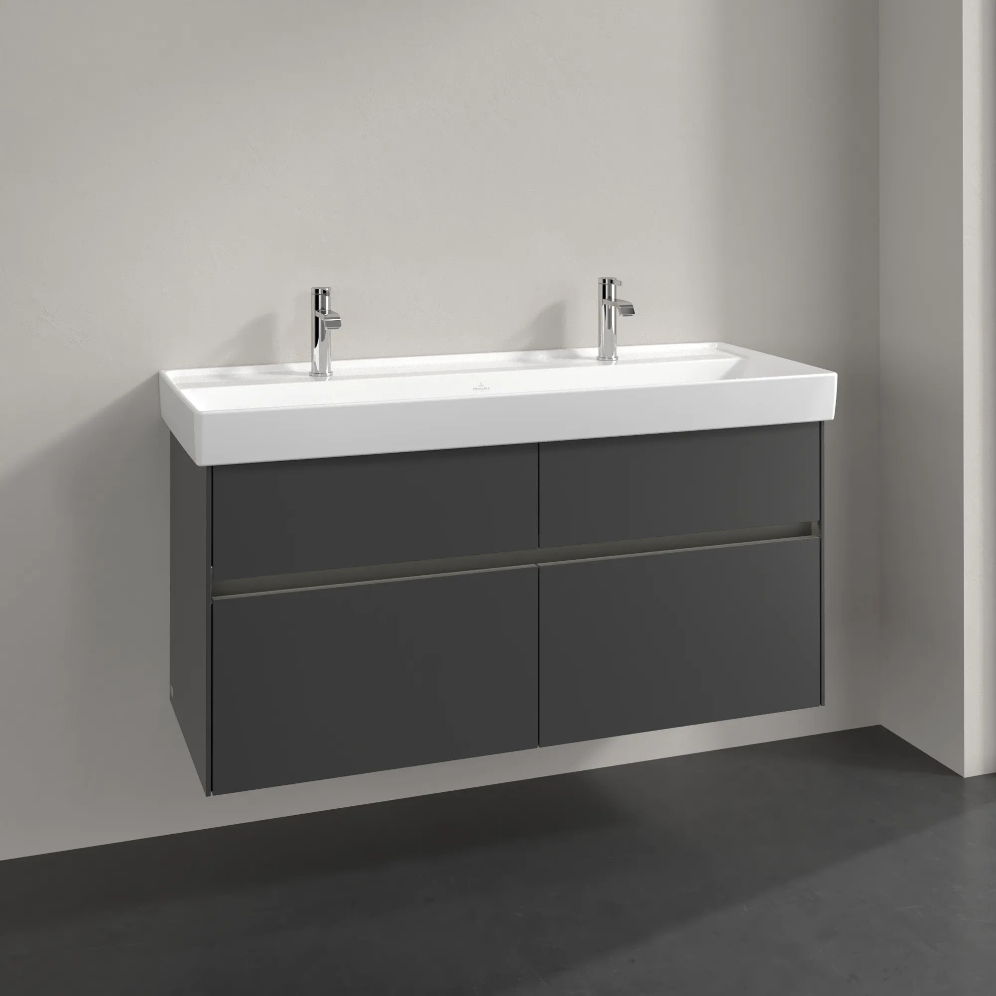 Villeroy & Boch Waschtischunterschrank „Collaro“ 1154 × 546 × 444 mm Graphite, für Becken mittig, mit Beleuchtung Villeroy & Boch Waschtischunterschrank „Collaro“ 1154 × 546 × 444 mm Graphite, für Becken mittig, mit Beleuchtung