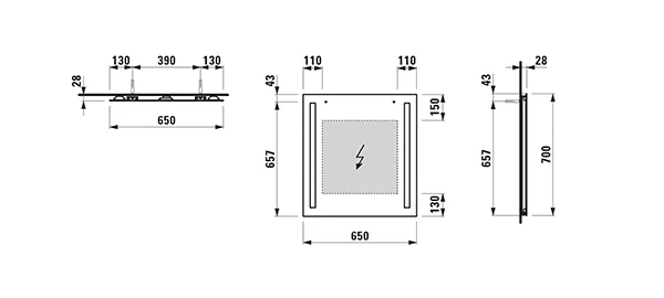 Laufen Spiegel LANI 650x28x700 mit 2 vertikal integrierten LED-Lichtelementen Laufen Spiegel LANI 650x28x700 mit 2 vertikal integrierten LED-Lichtelementen