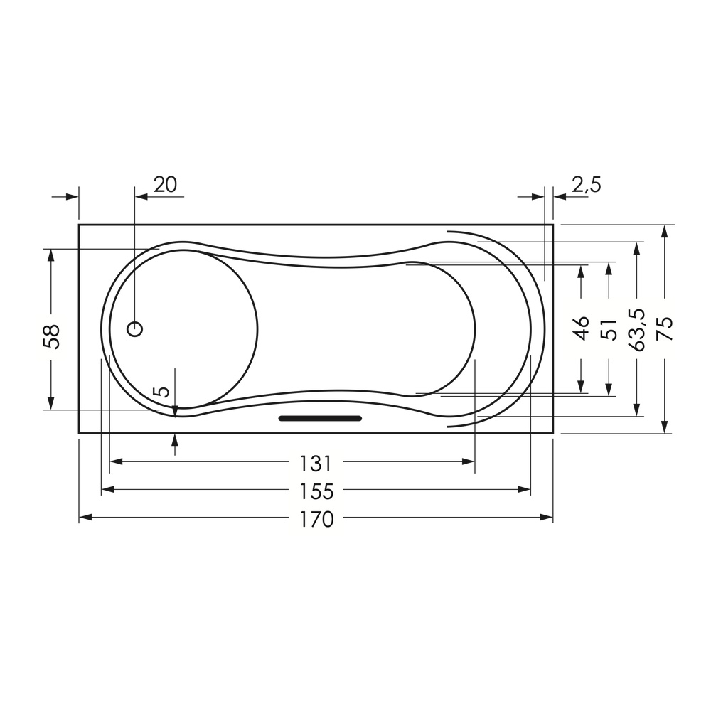 repaBAD Badewanne „Dublin“ rechteck 1700 × 750 mm, Fußablauf in Weiß repaBAD Badewanne „Dublin“ rechteck 1700 × 750 mm, Fußablauf in Weiß
