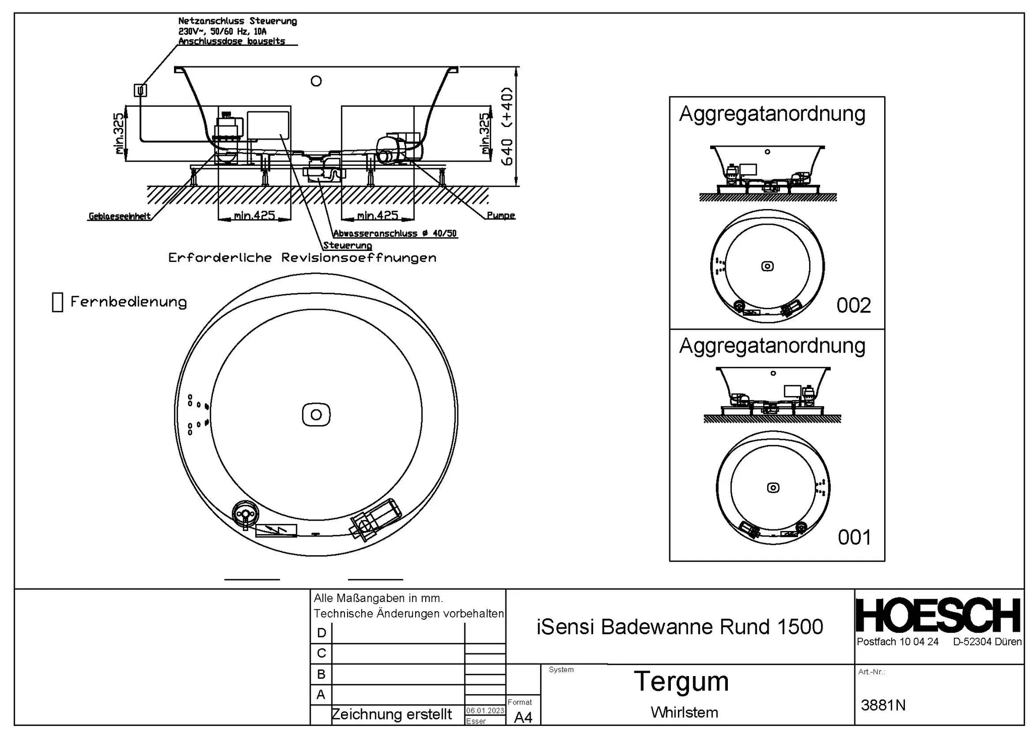 Hoesch Whirlwanne „iSensi“ mit Whirlsystem „Tergum“ rund ⌀ 1500 mm mit Tergum, in Weiß Hoesch Whirlwanne „iSensi“ mit Whirlsystem „Tergum“ rund ⌀ 1500 mm mit Tergum, in Weiß