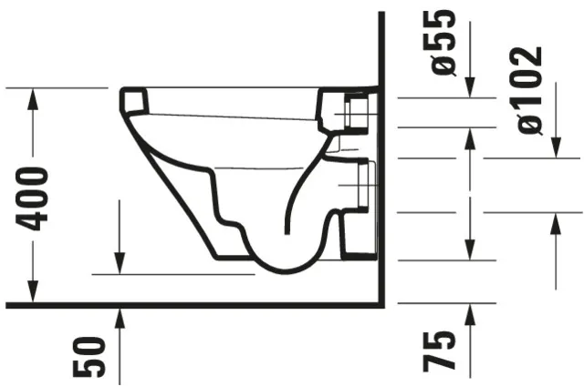 Wand-Tiefspül-WC Compact „DuraStyle“ 37 × 35 × 48 cm in Weiß Hochglanz, Befestigung sichtbar, mit Spülrand Wand-Tiefspül-WC Compact „DuraStyle“ 37 × 35 × 48 cm in Weiß Hochglanz, Befestigung sichtbar, mit Spülrand