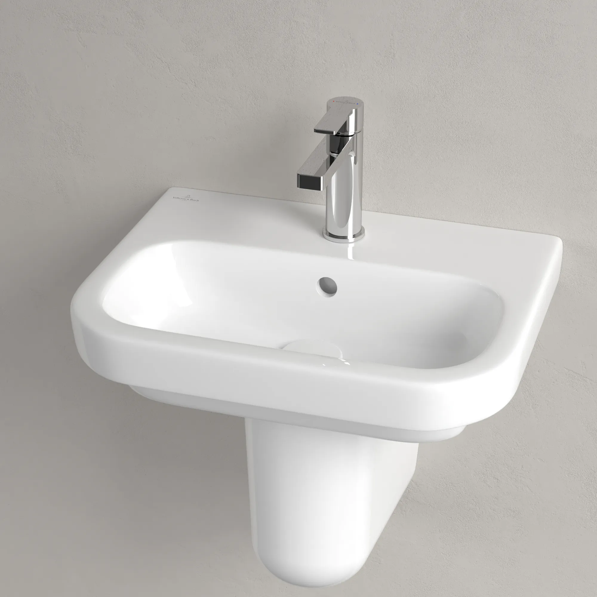 Villeroy & Boch Handwaschbecken „Architectura“ 500 × 380 × 150 mm, ohne Hahnlochbohrung, für Becken mittig in Weiß Alpin Villeroy & Boch Handwaschbecken „Architectura“ 500 × 380 × 150 mm, ohne Hahnlochbohrung, für Becken mittig in Weiß Alpin