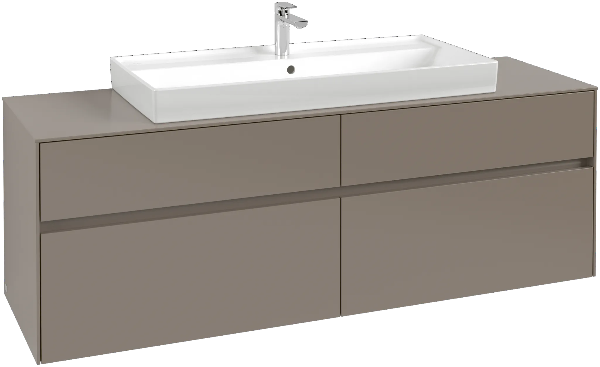 Villeroy & Boch Waschtischunterschrank „Collaro“ 1600 × 548 × 500 mm Volcano Black, mit Beleuchtung, für Becken mittig