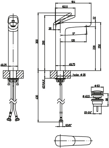 Einhand-Waschtischarmatur „Antao“ 18,4 cm Ausladung 135 mm in Chrom