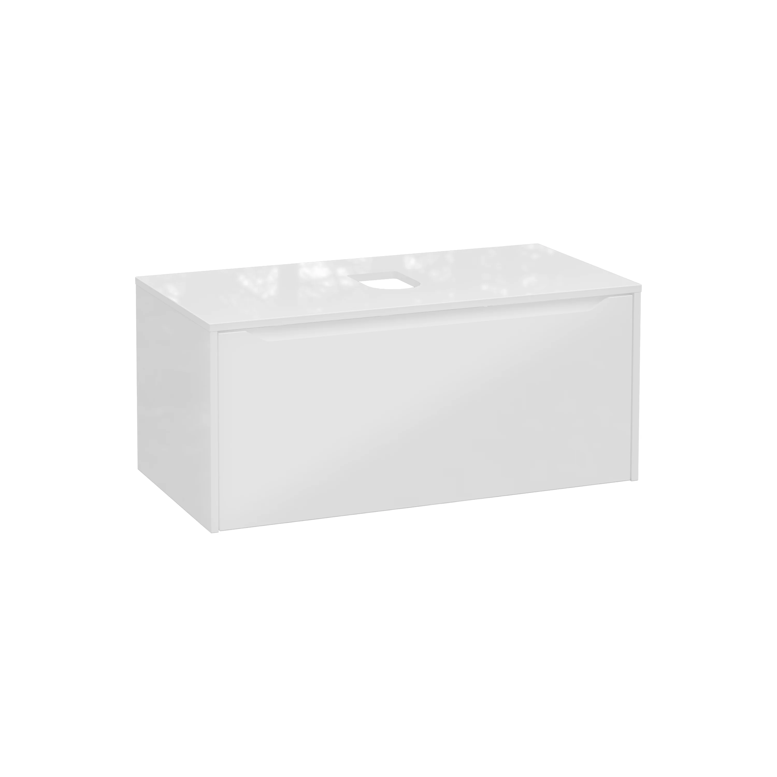 New Integra Square Waschtischunterschrank (Aufsatzwaschtisch) mit 1 Vollauszug 100 x 52 x 43 cm (BxTxH) Weiß Hochglanz New Integra Square Waschtischunterschrank (Aufsatzwaschtisch) mit 1 Vollauszug 100 x 52 x 43 cm (BxTxH) Weiß Hochglanz