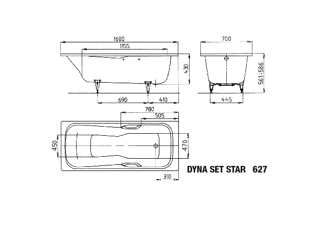 Kaldewei DYNA SET STAR Badewanne, 1600x700 mm, manhattan, Perl-Effekt, Antislip Kaldewei DYNA SET STAR Badewanne, 1600x700 mm, manhattan, Perl-Effekt, Antislip
