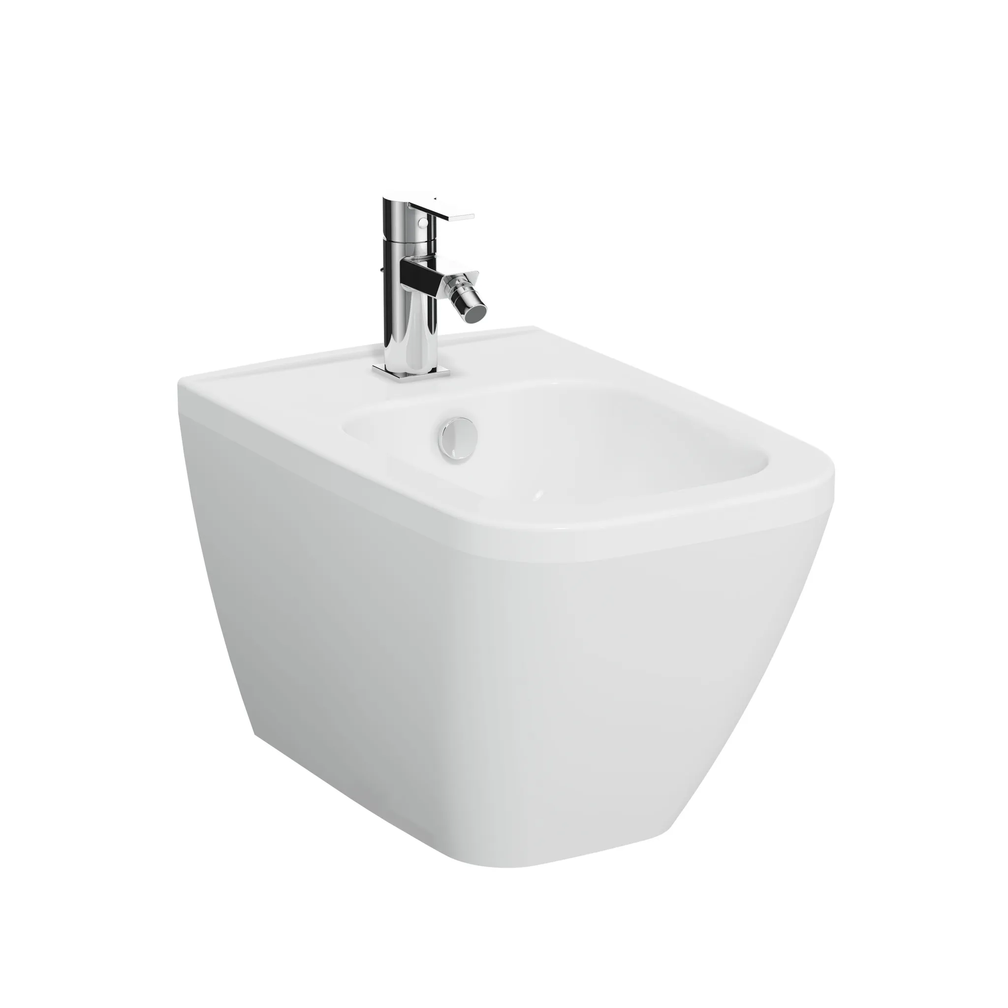 VitrA Integra Square Wand-Bidet, eckig, 540 mm, Weiß Hochglanz, V-Fit 2.0