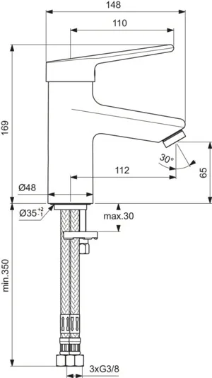 Waschtischarmatur Ceraplus Niederdruck ohne Ablaufgarnitur Ausladung 112mm Chrom Waschtischarmatur Ceraplus Niederdruck ohne Ablaufgarnitur Ausladung 112mm Chrom