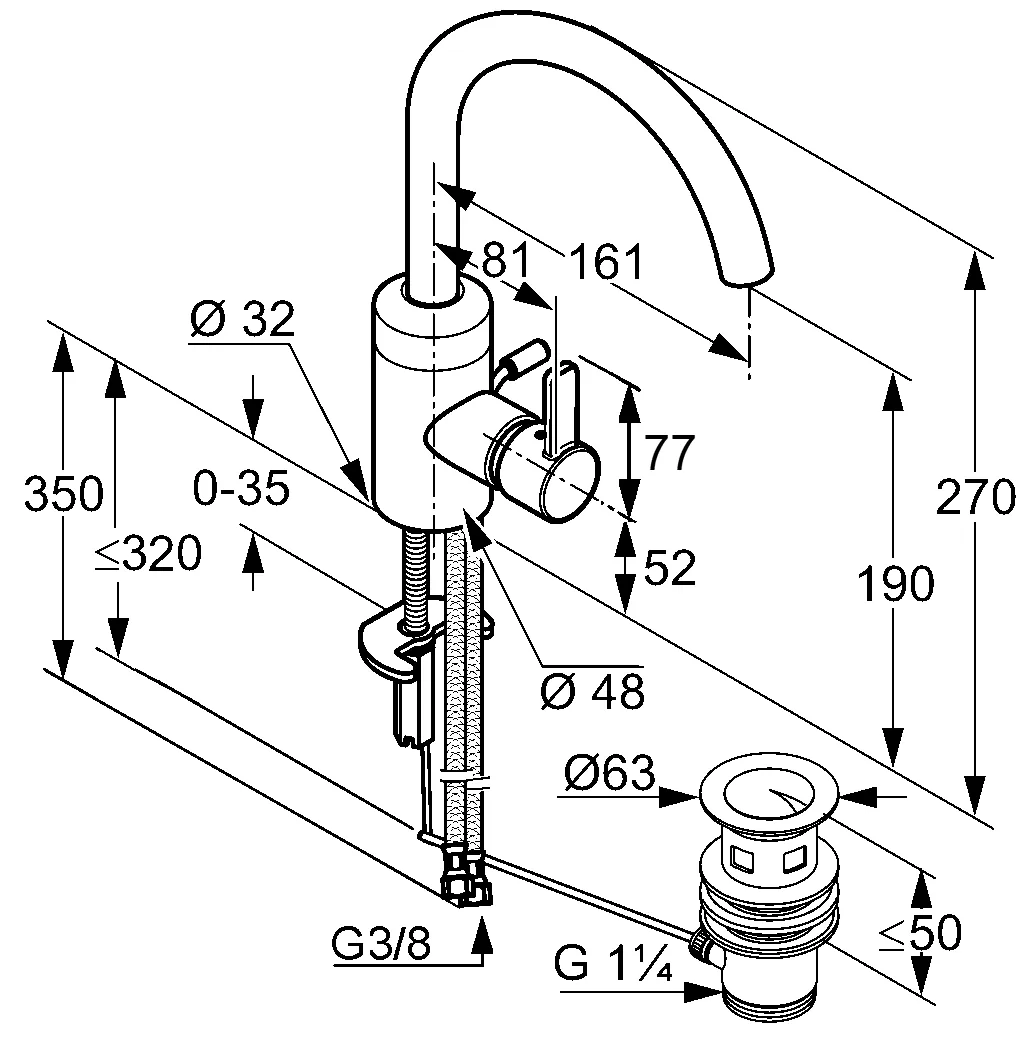Kludi ZENTA Waschtisch-Einhandmischer chrom, DN 15, 1-Lochmontage Kludi ZENTA Waschtisch-Einhandmischer chrom, DN 15, 1-Lochmontage