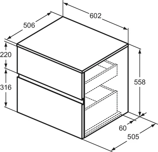 Ideal Standard Waschtischunterschrank „Finesse“ 60,2 × 55,8 × 50,5 cm Ulme dunkel Ideal Standard Waschtischunterschrank „Finesse“ 60,2 × 55,8 × 50,5 cm Ulme dunkel