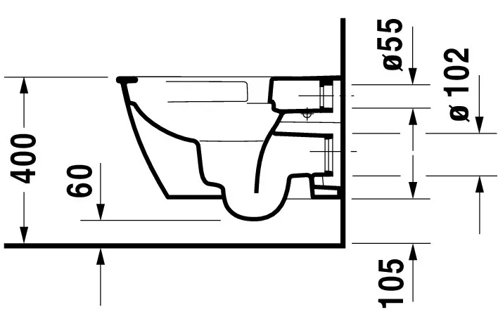 Wand-Tiefspül-WC „Darling New“ 36,5 × 34 × 54 cm, Befestigung verdeckt, ohne Spülrand