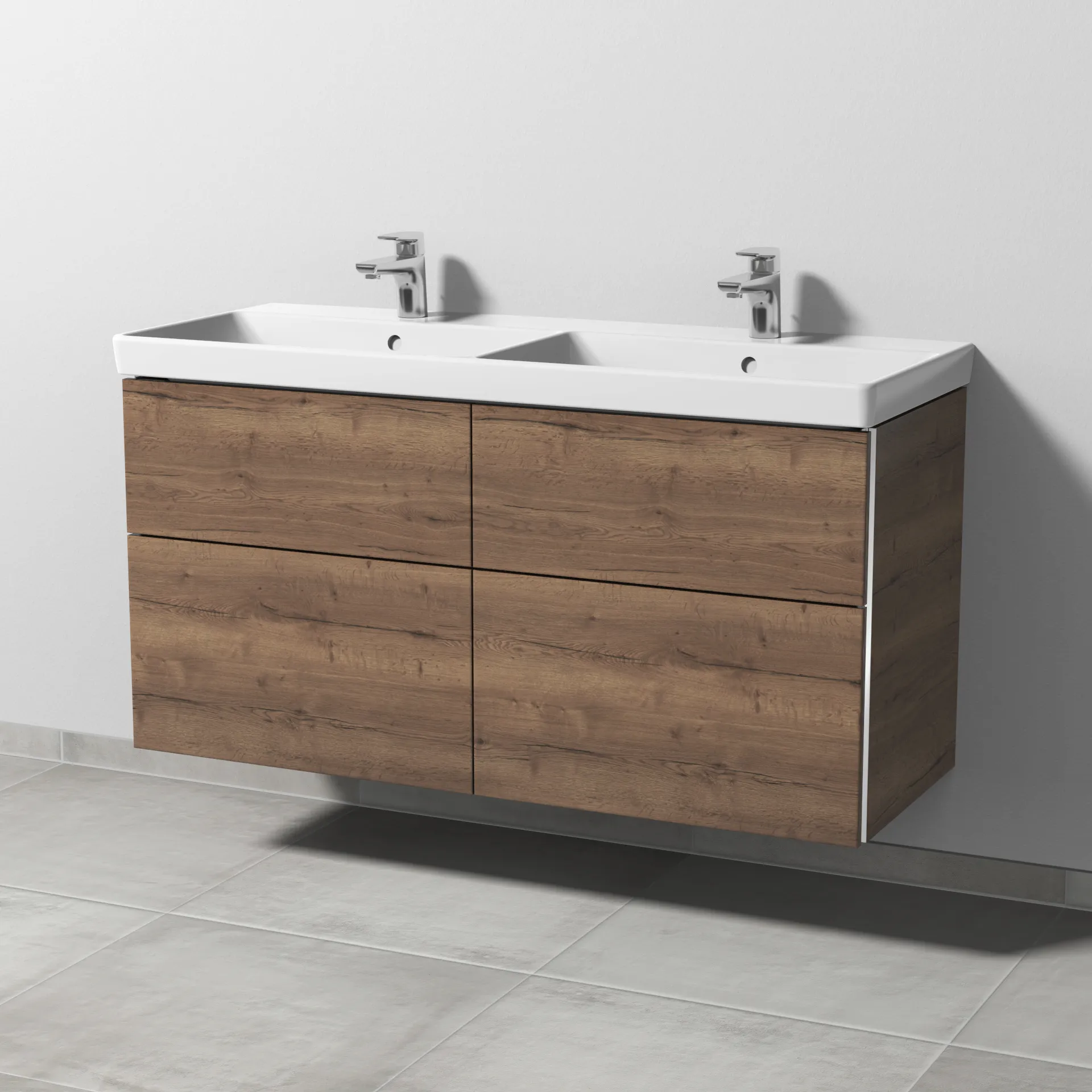 Sanipa Waschtischunterschrank „3way“ passend zu Keramik-Waschtische Avento von Villeroy & Boch 1180 × 580 × 452 mm in Eiche Tabak