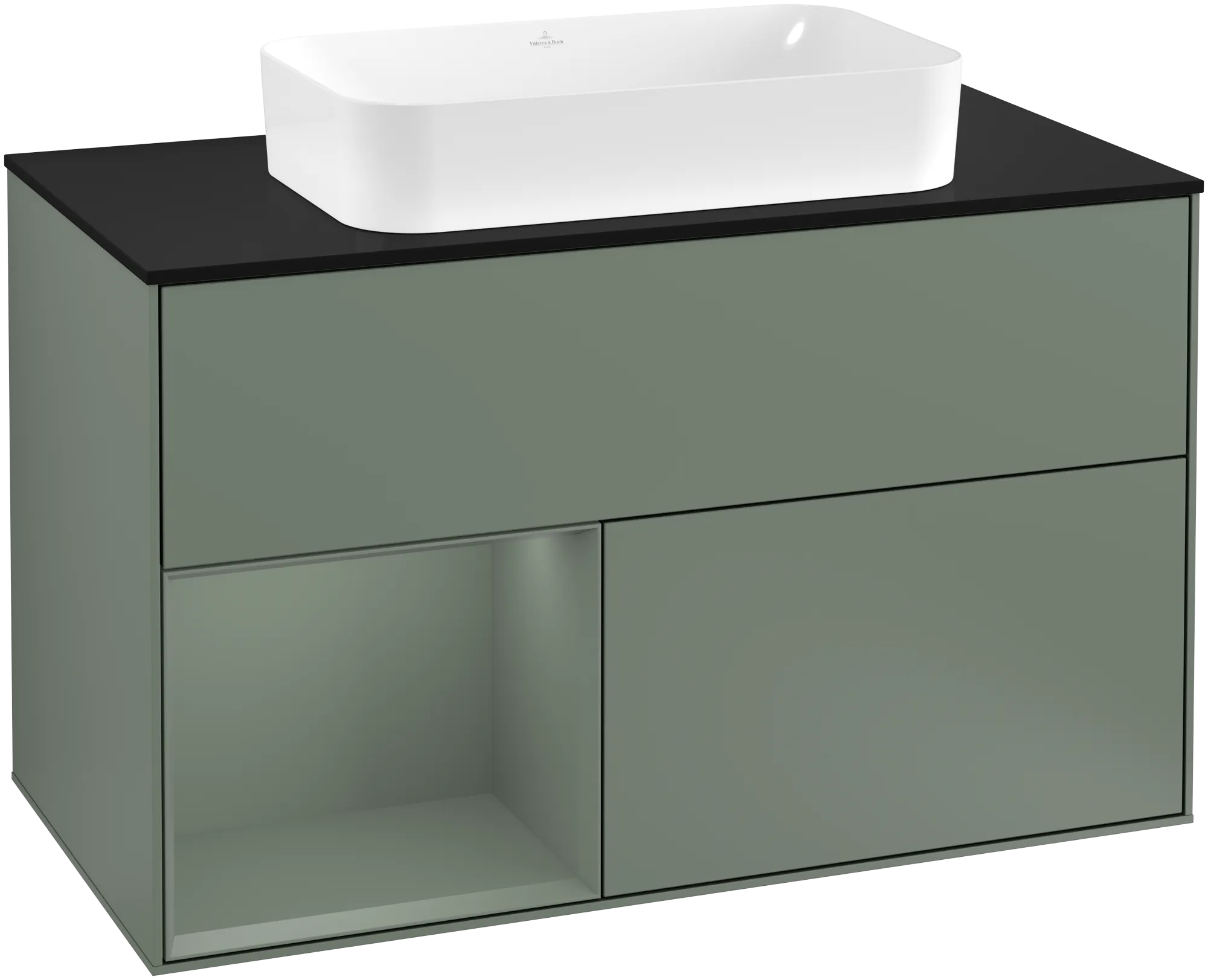 Villeroy & Boch Finion Waschbeckenunterschrank G24 1000x603x501mm Olive Matt Lacquer / Glass Black Matt