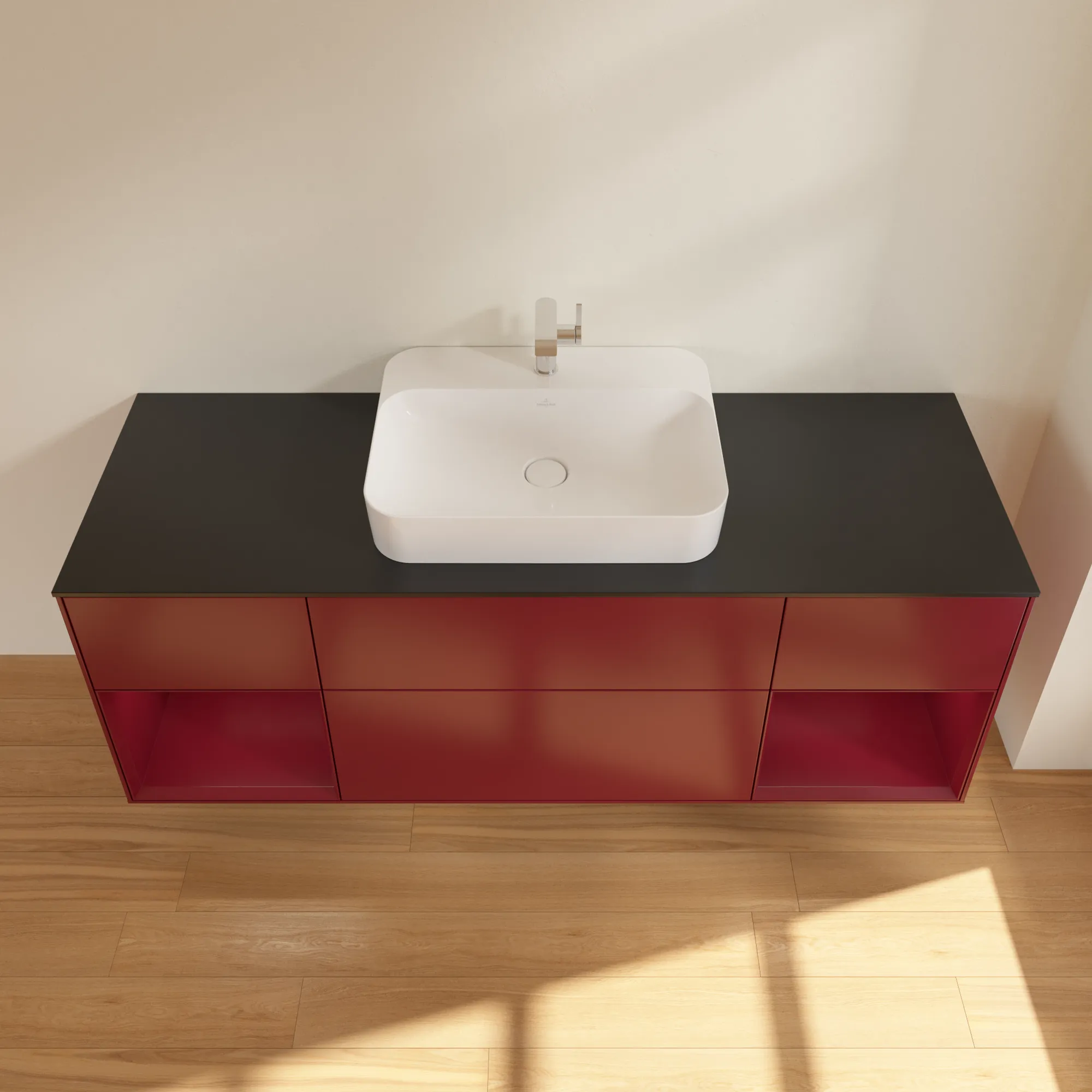 Villeroy & Boch Waschtischunterschrank „Finion“ für Schrankwaschtisch 1600 × 603 × 501 mm Peony Matt Lacquer, für Becken mittig Villeroy & Boch Waschtischunterschrank „Finion“ für Schrankwaschtisch 1600 × 603 × 501 mm Peony Matt Lacquer, für Becken mittig