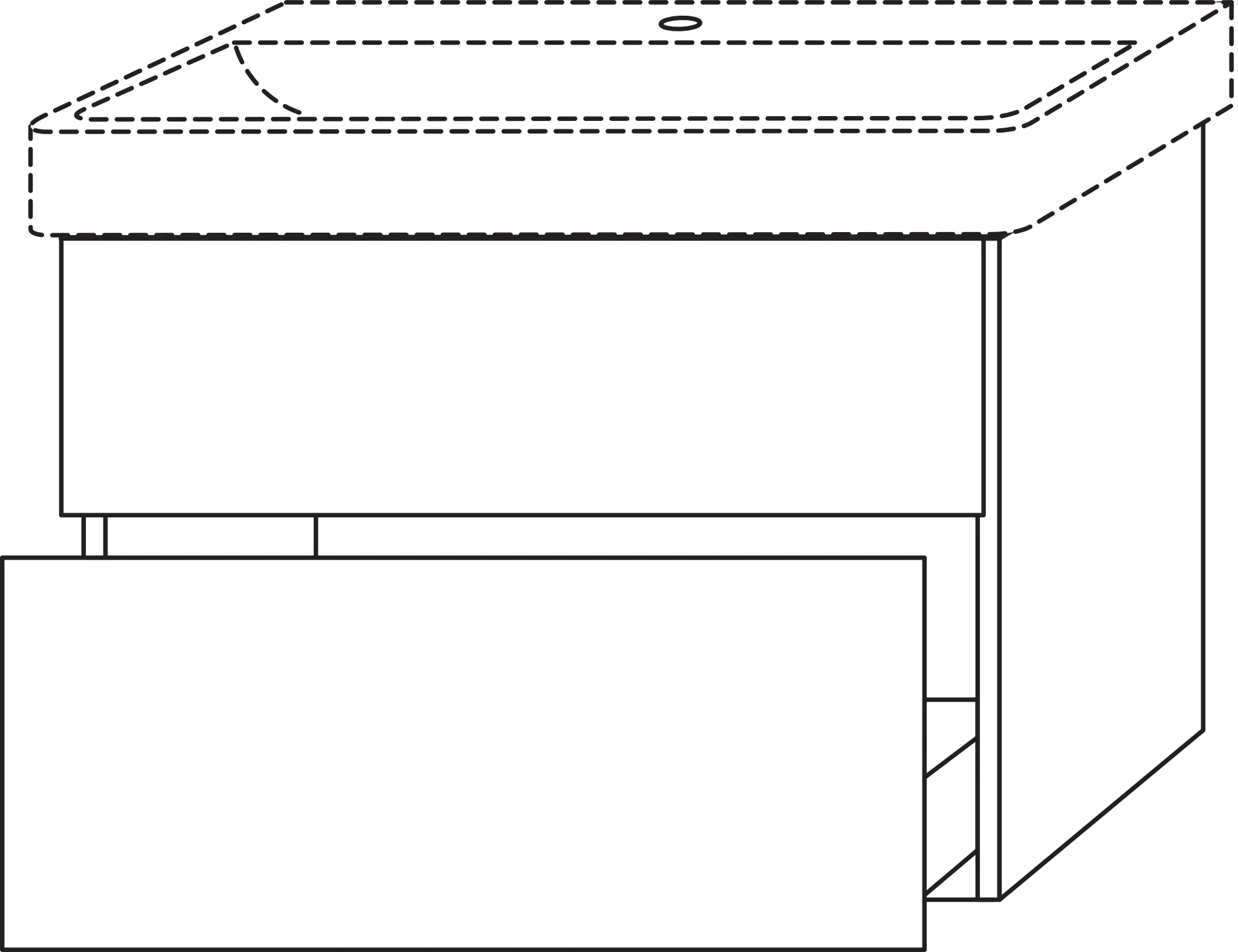 Waschtischunterbau mit Auszügen 3way (BP428) 588x750x447 Graphit-Matt