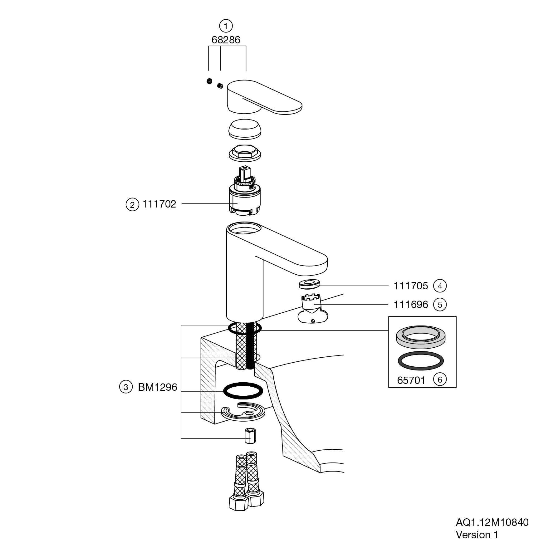 Einhand-Waschtischmischer „System-Armaturen“ Ausladung 160 mm